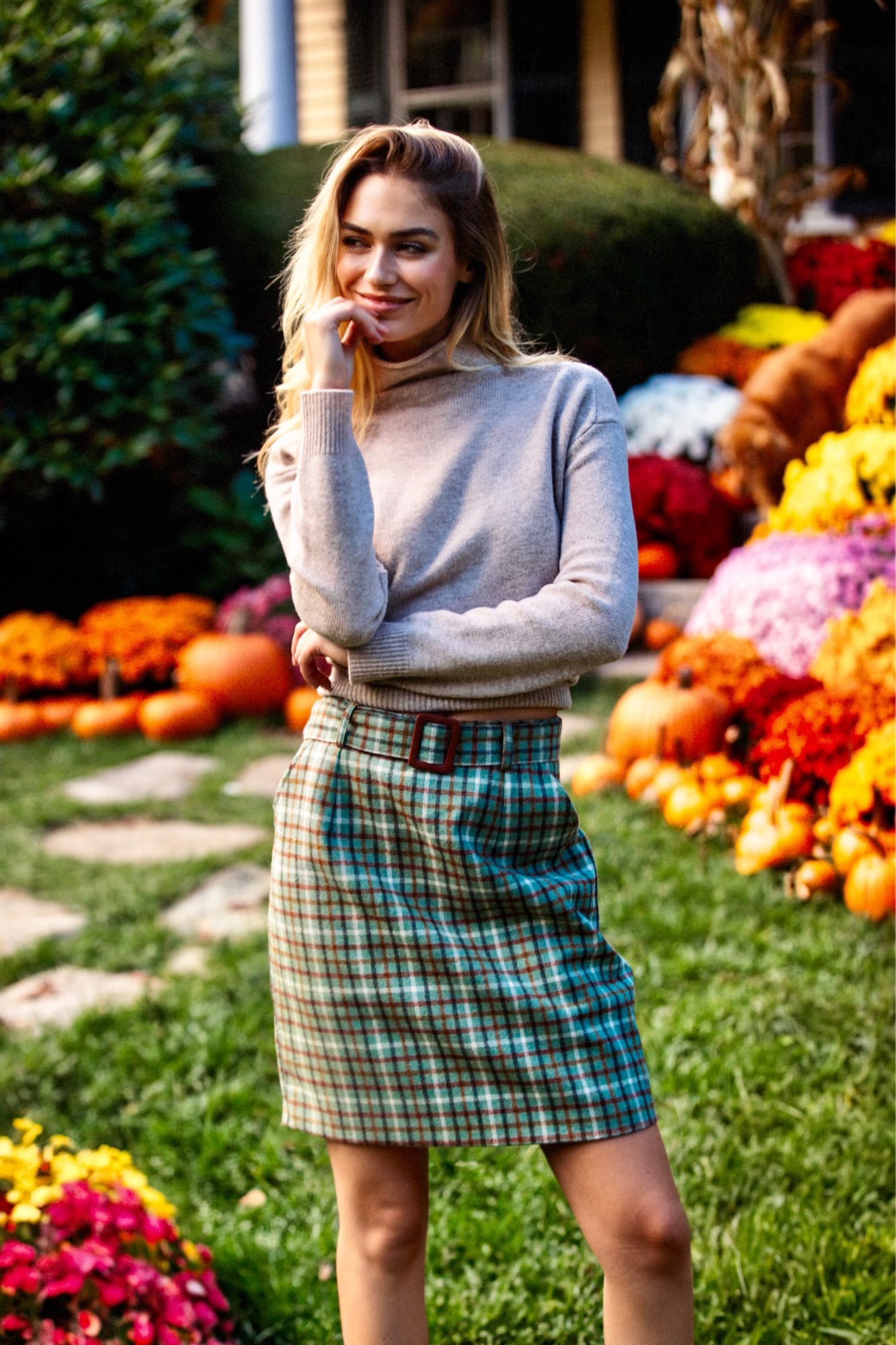 Adelaide Meadow Plaid Skirt