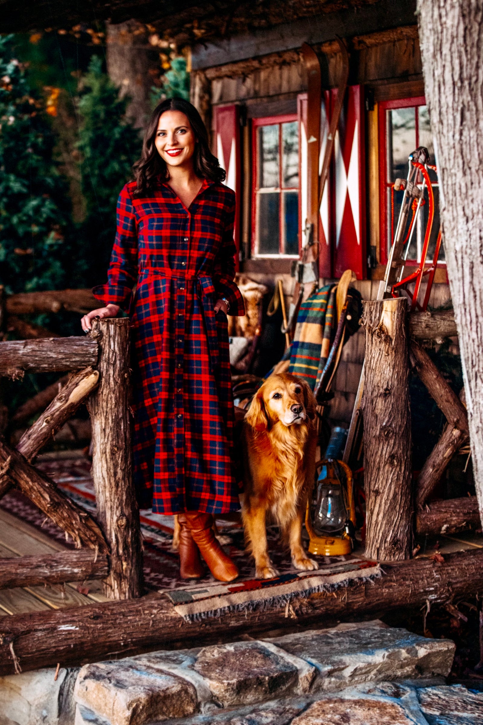【美品✨】Pantheon Checked Knit Dress Alpine Lodge Flannel Maxi Dress – Kiel James Patrick