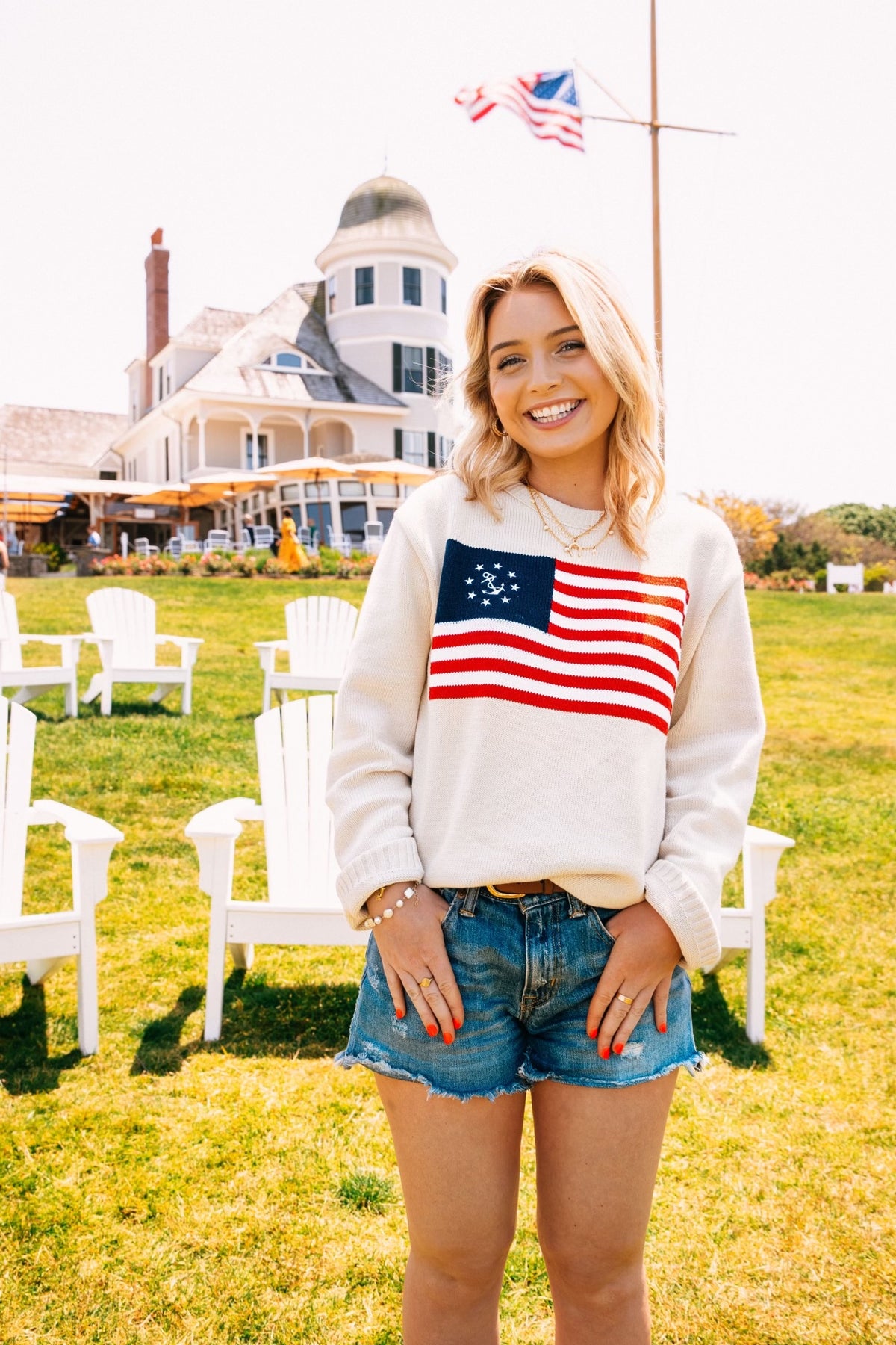 American Yacht Flag Sweater in Cream