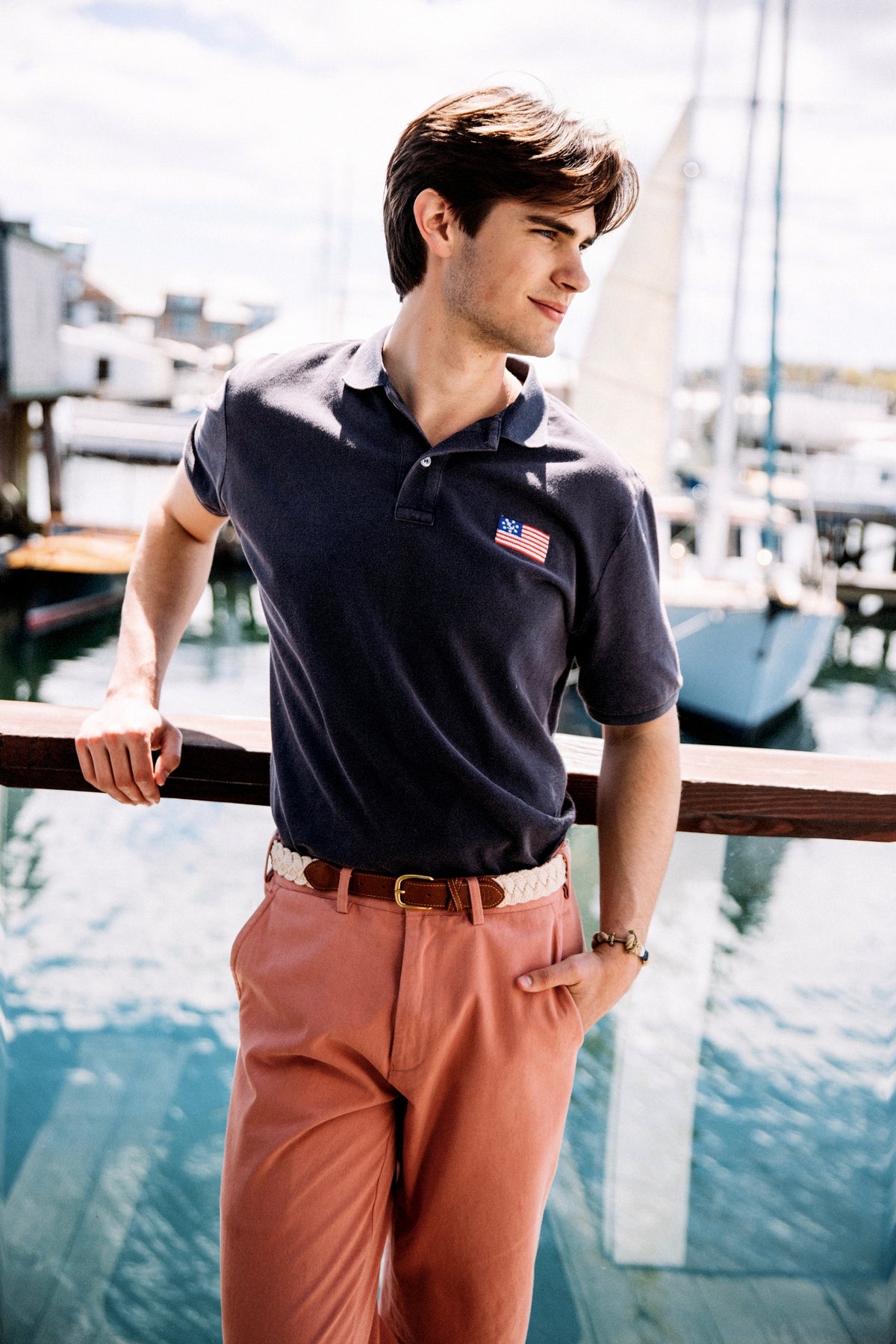 Newport Chino Pants in Faded Red