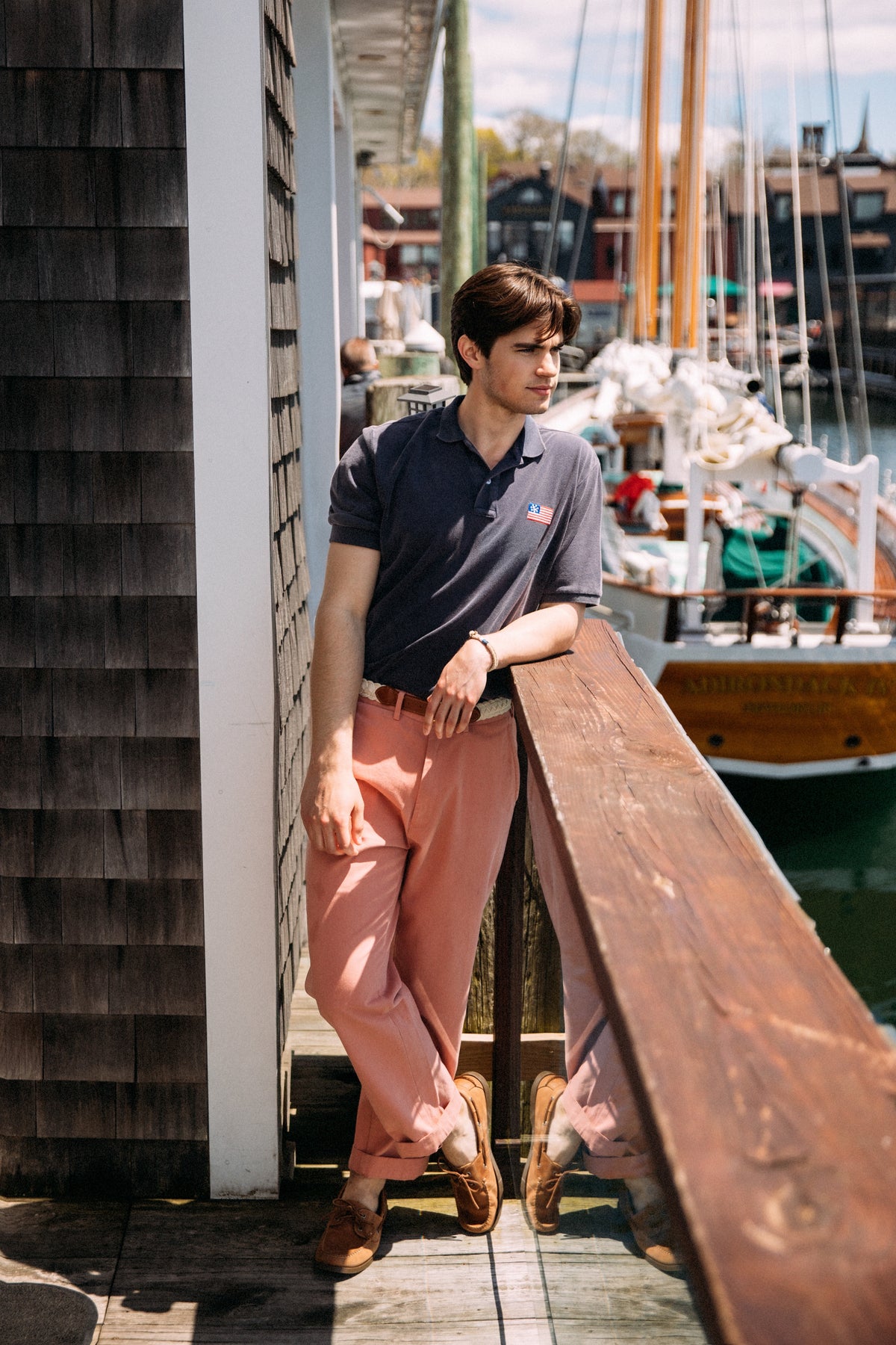 Newport Chino Pants in Faded Red