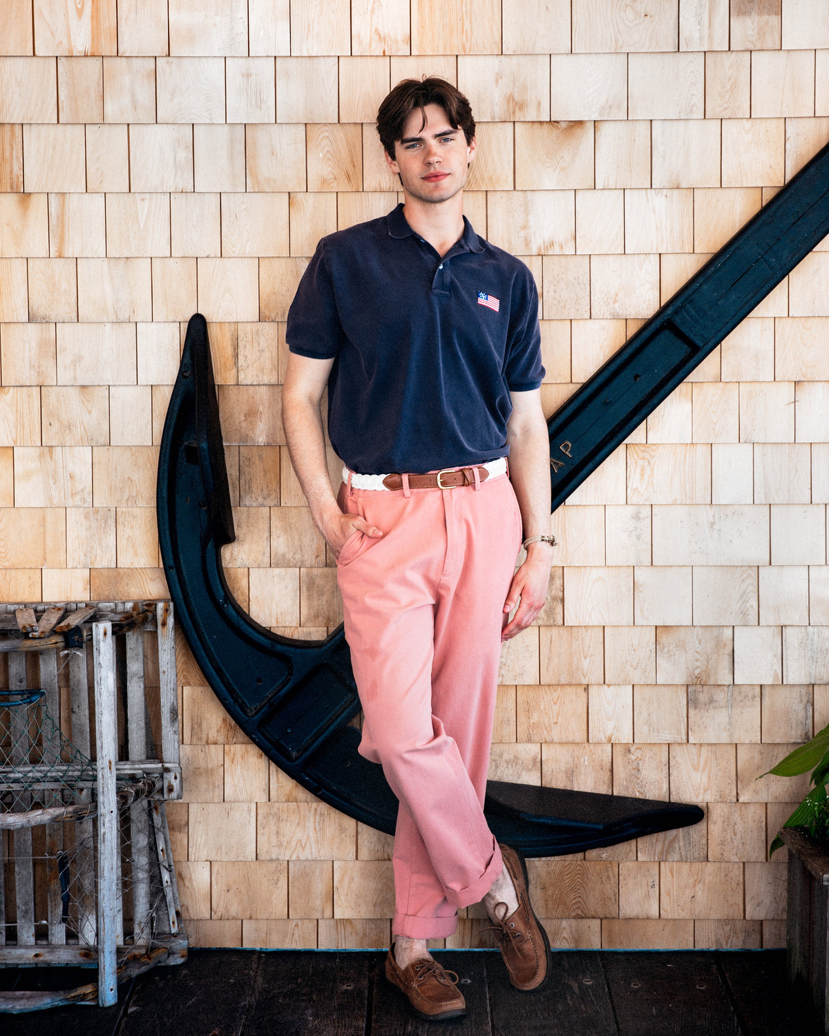 Newport Chino Pants in Faded Red