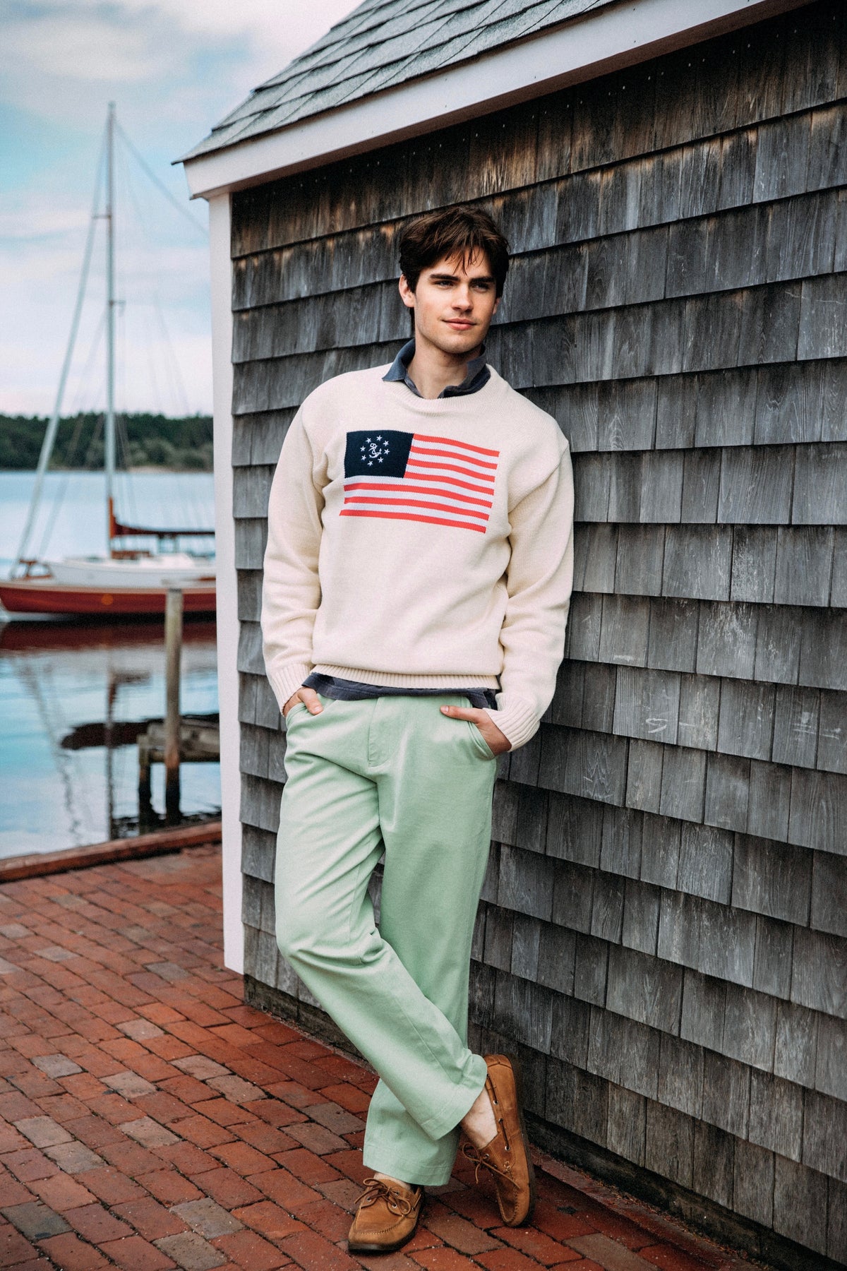 American Yacht Flag Sweater in Cream