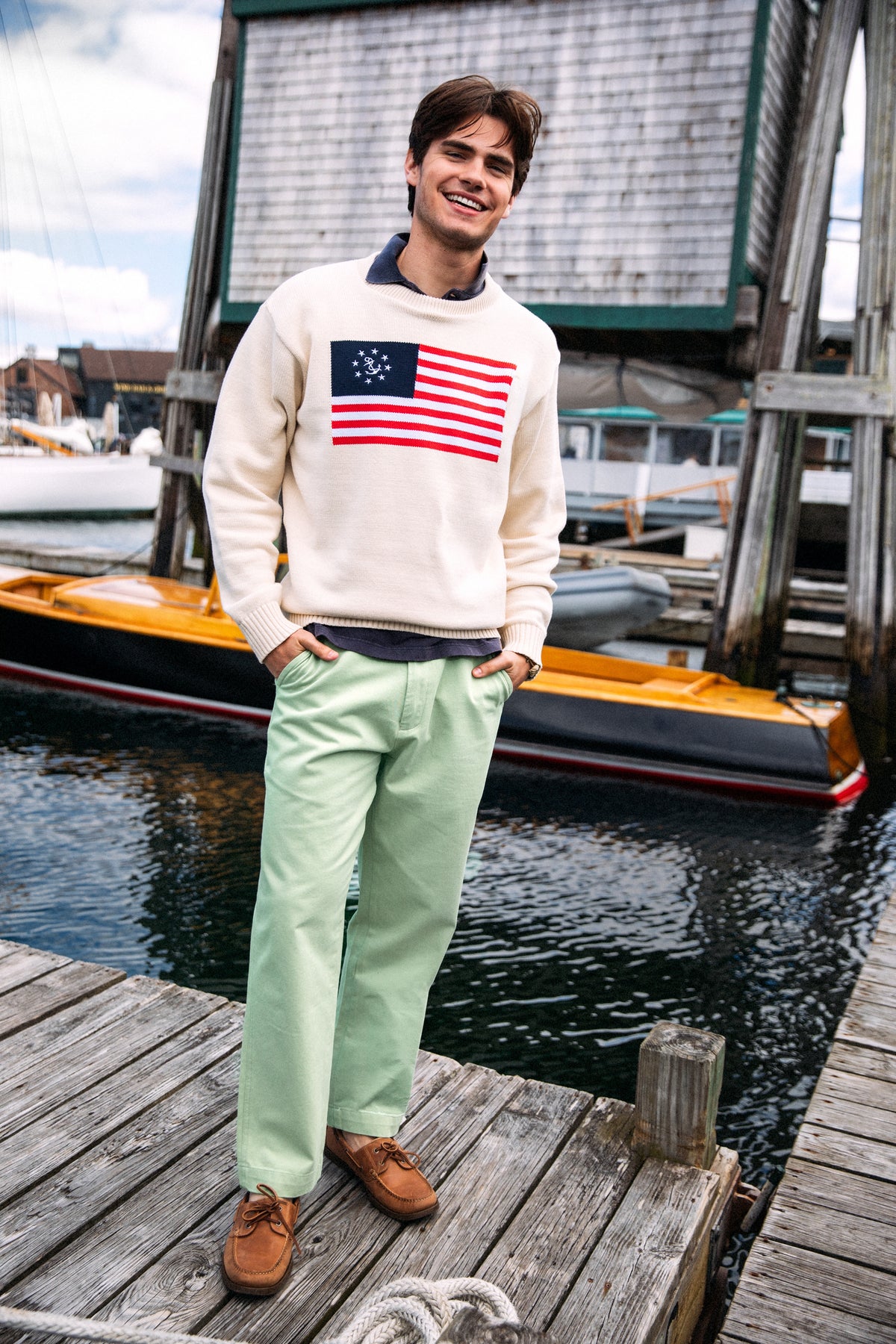 American Yacht Flag Sweater in Cream