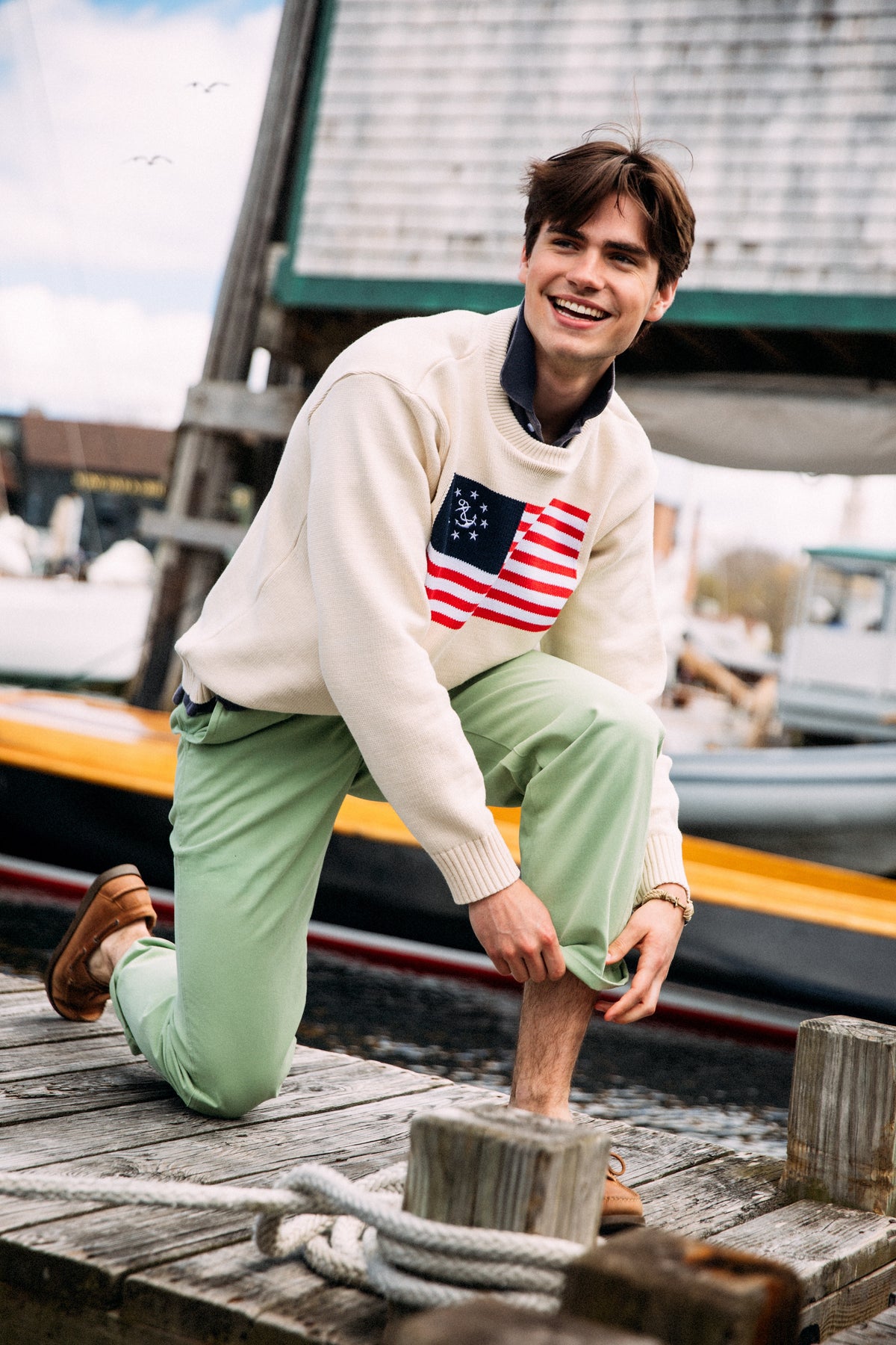 American Yacht Flag Sweater in Cream