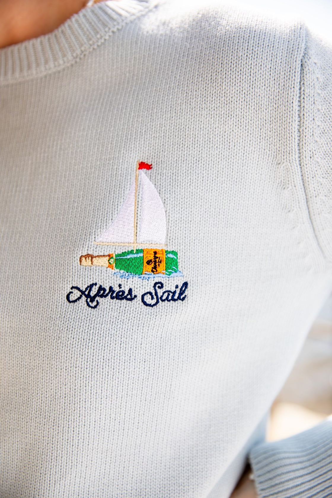 Après Sail Embroidered Sweater in Light Blue