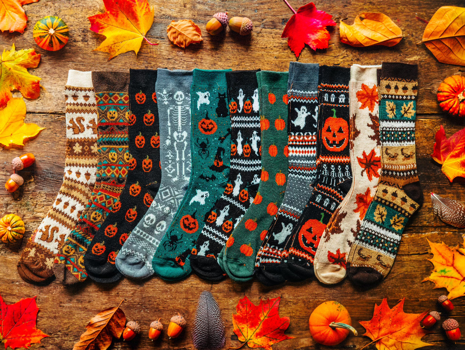 Lot De 2 Paires De Chaussettes Halloween - Motifs Citrouille, Chauve-souris, Araignée, Taille 37-44