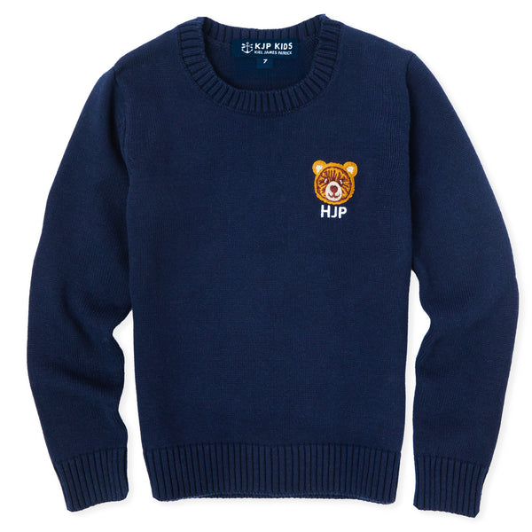 Bear Embroidered Monogram Kids Sweater