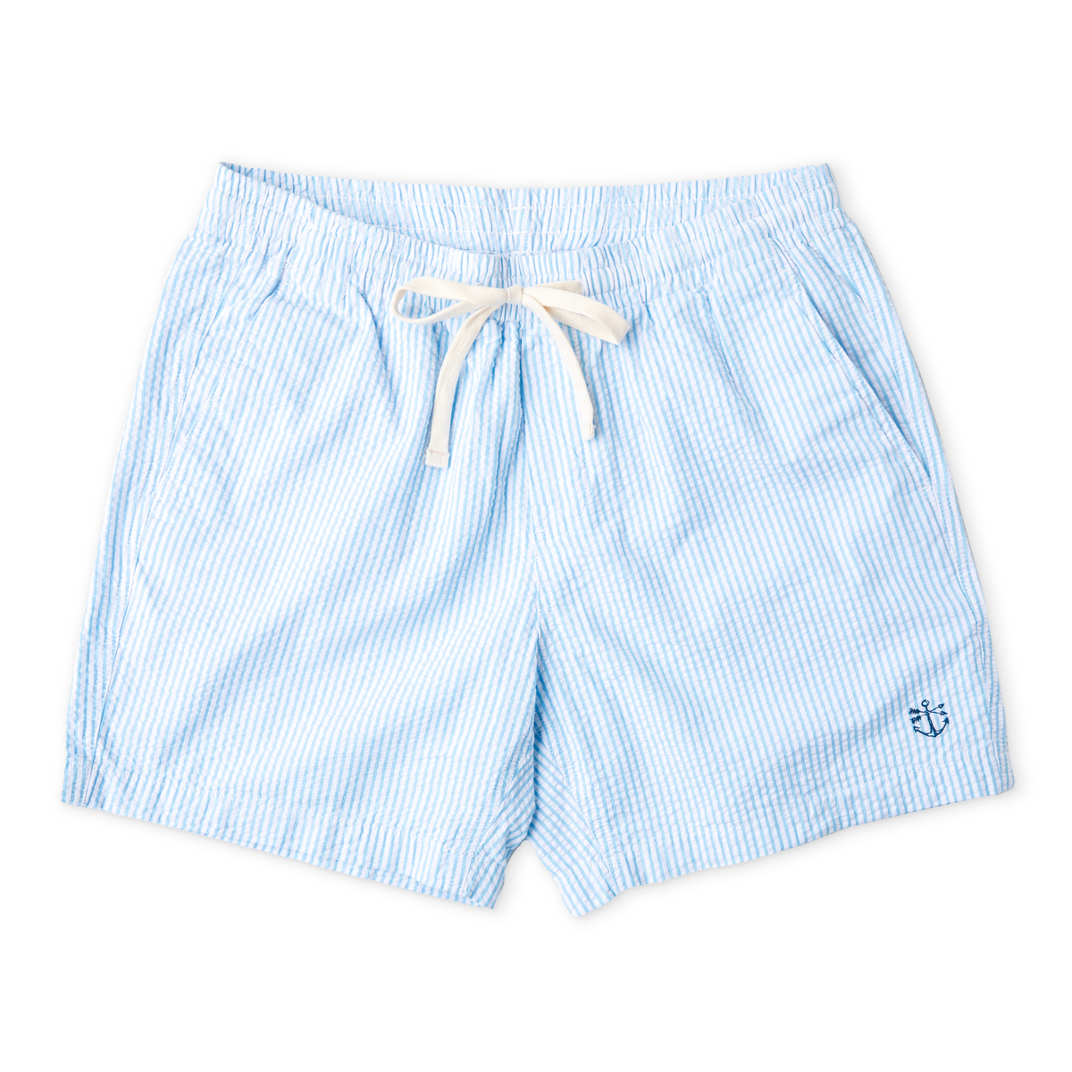 Azure Seersucker Drawstring Shorts