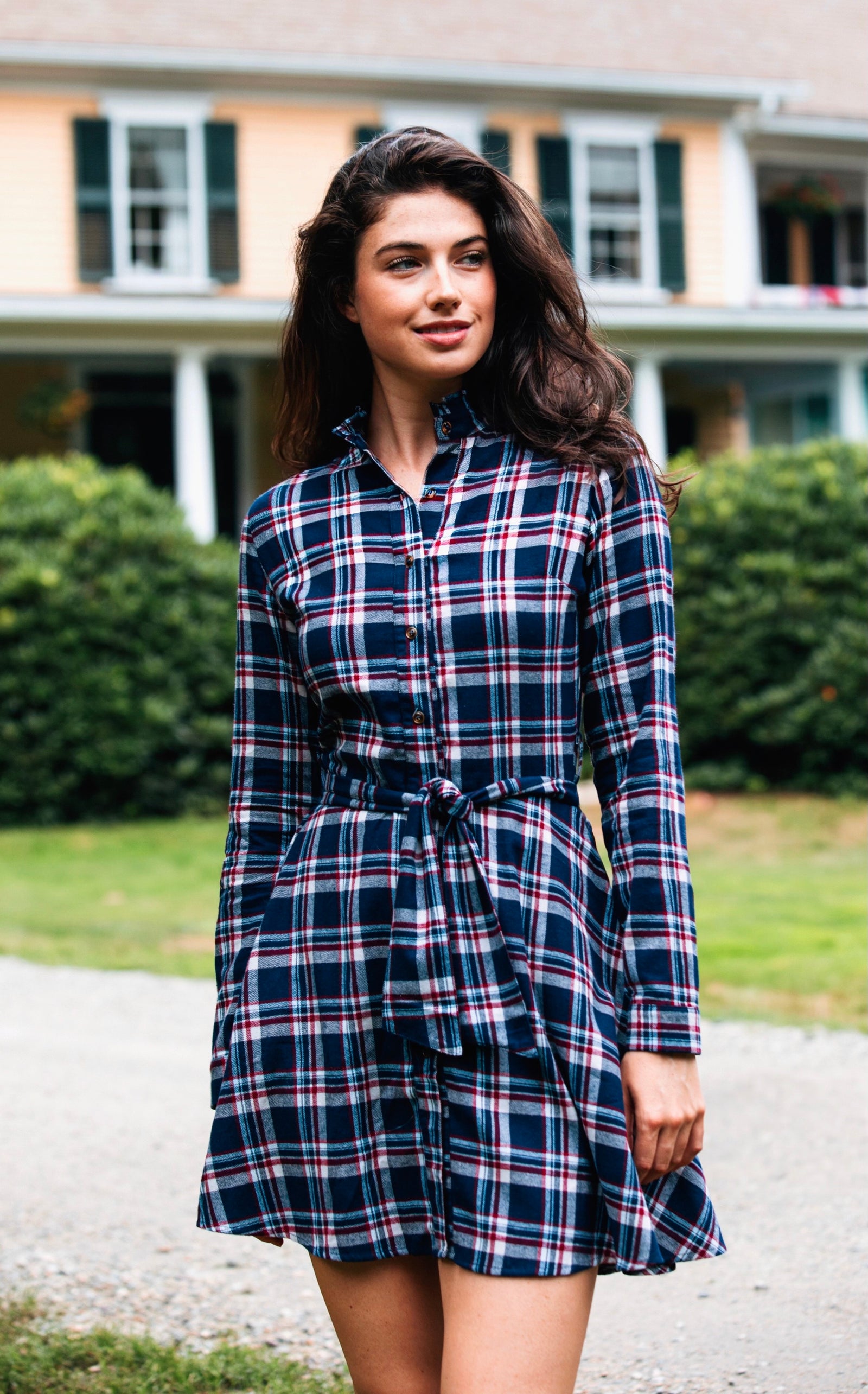 Blue flannel dress hotsell