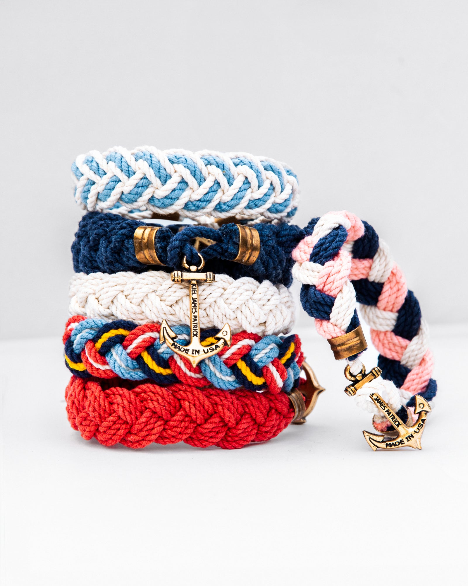 KJP Sailors Bracelet with Anchor Clasp in Navy Blue, Pink