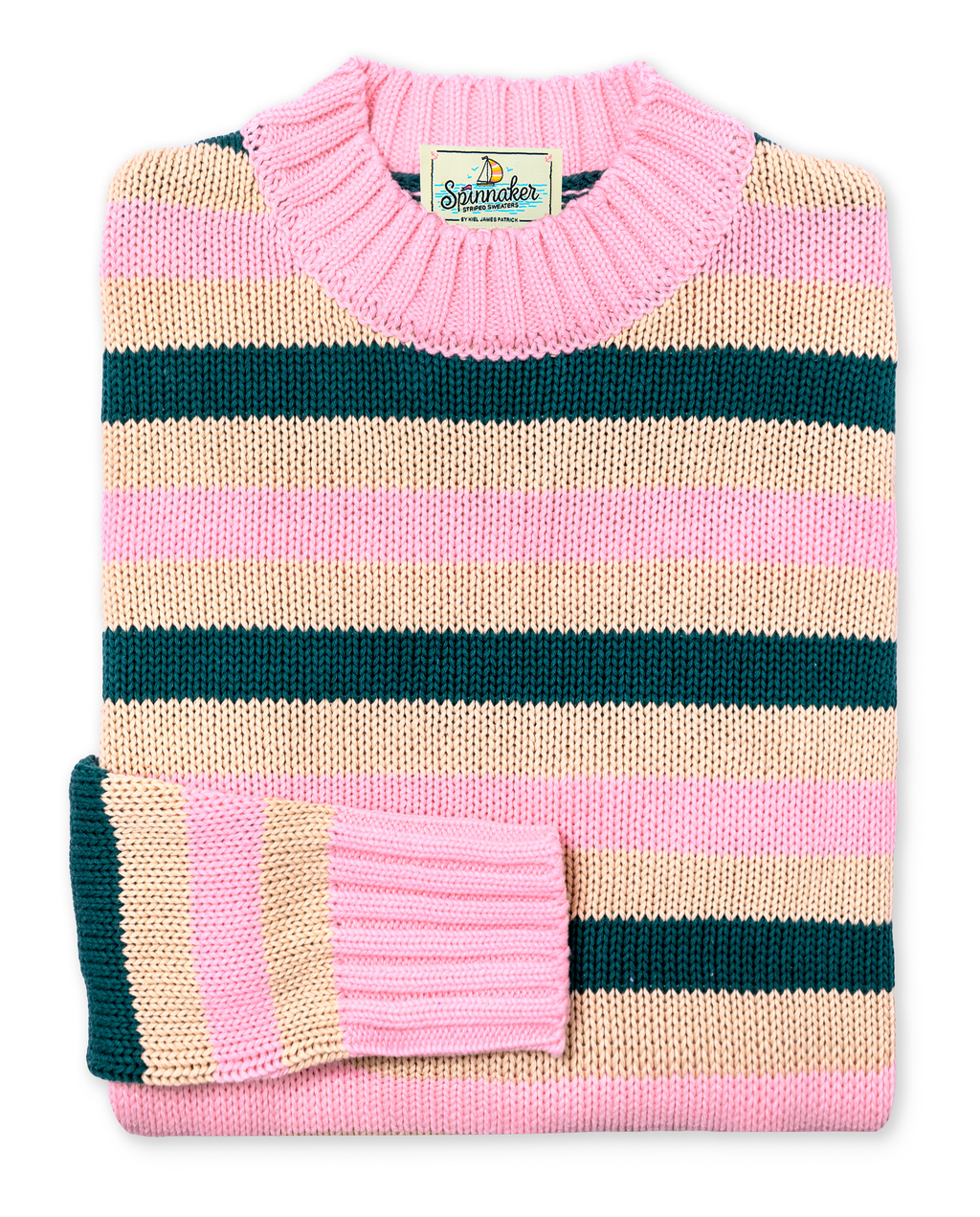KJP Women's Camden Striped Oversized Cropped Sweater in Pink/Tan KJP Women's Camden Striped Oversized Cropped Sweater in Pink/Tan