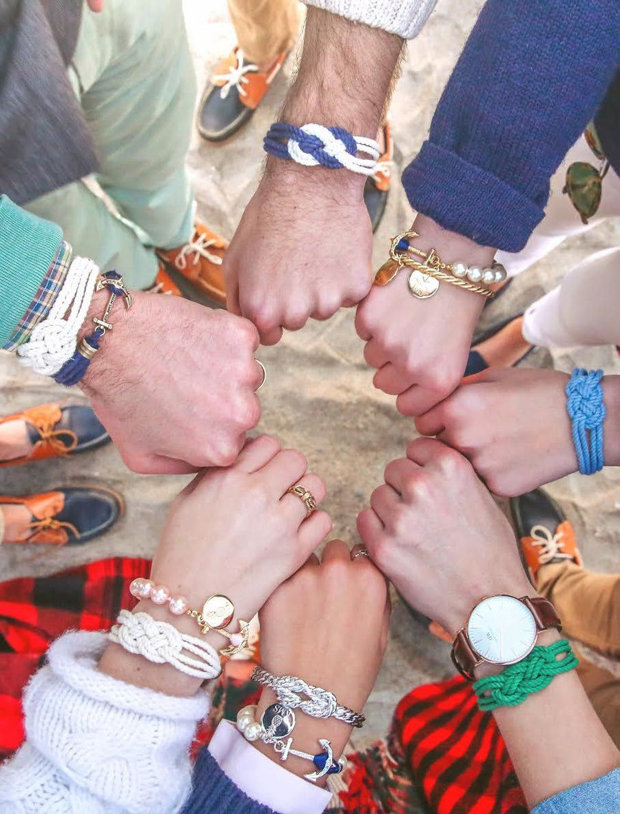 KJP Carrick Knot Nautical Cord Bracelet w/ Anchor Clasp in Green