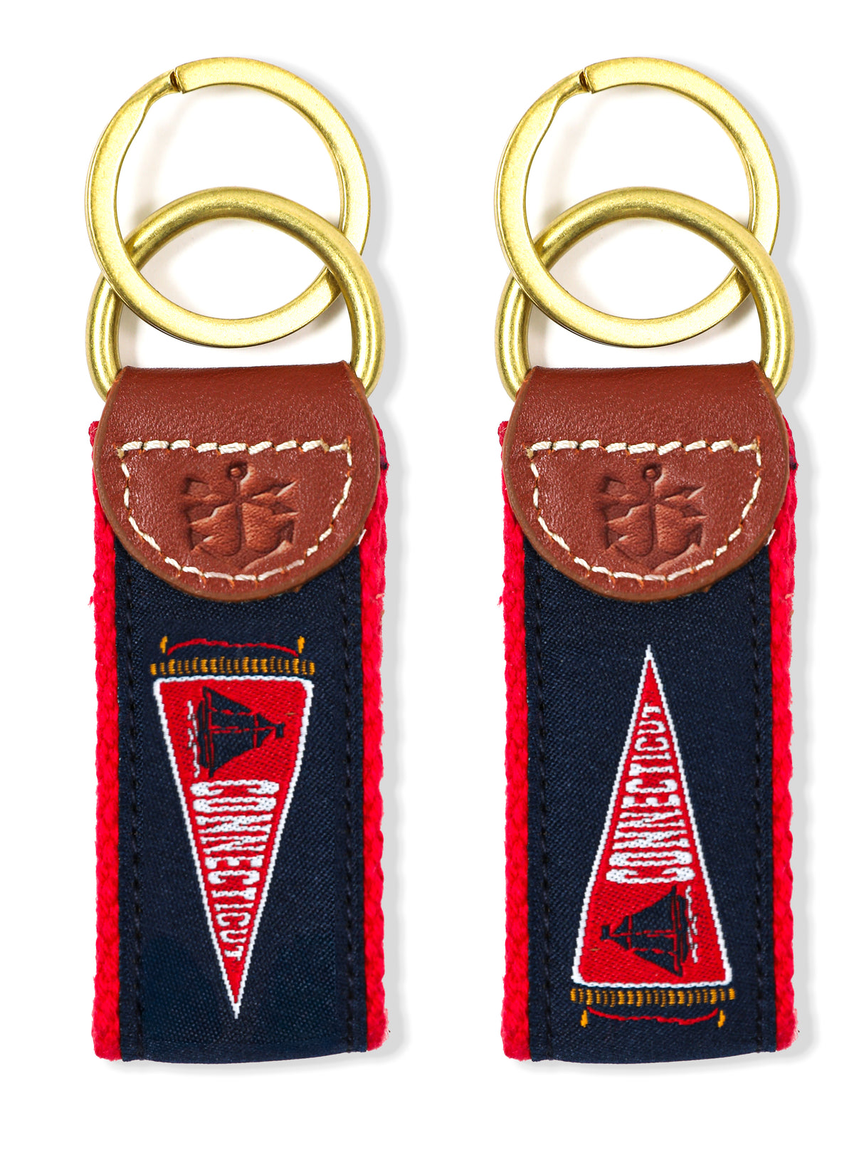 Connecticut Pennant Flag Ribbon Key Fob