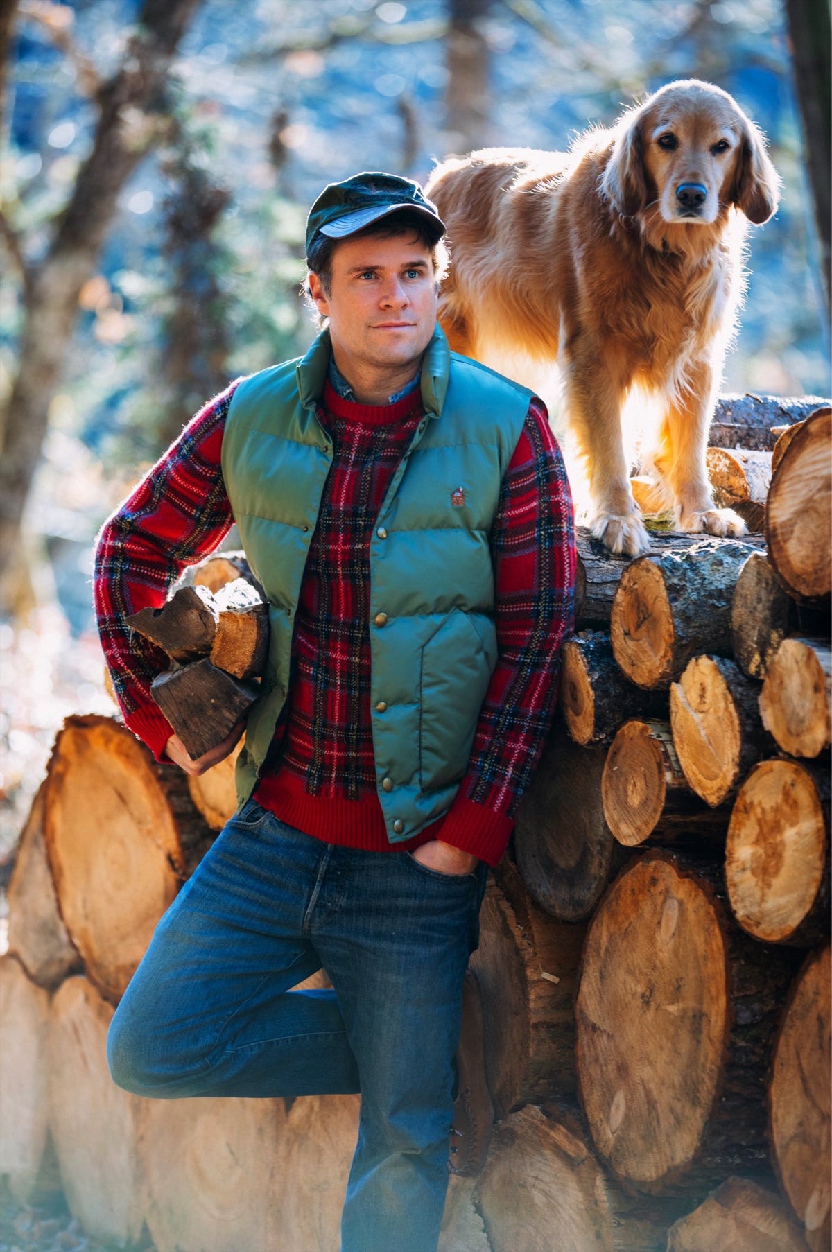 Cozy Cabin Puffer Vest in Green