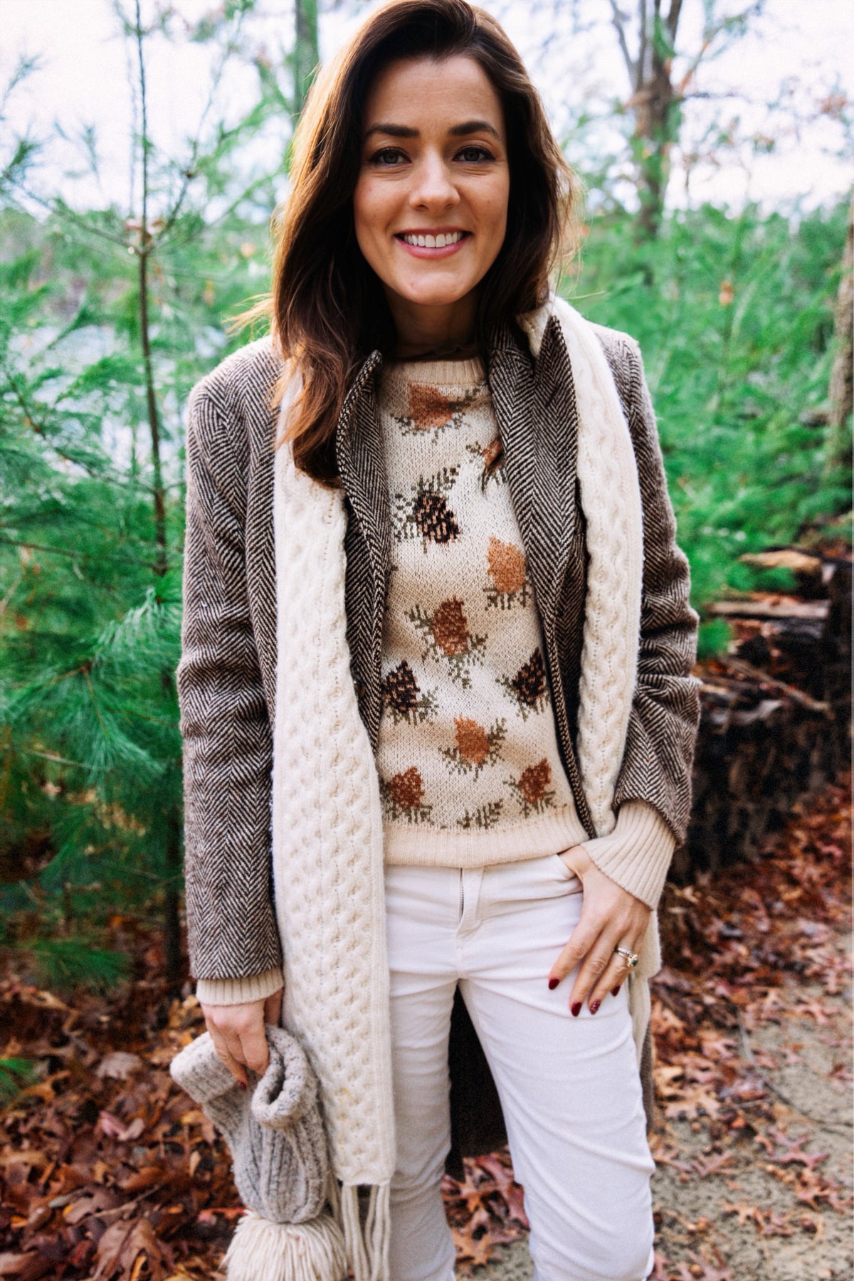 Woodland Pine Sweater in Cream