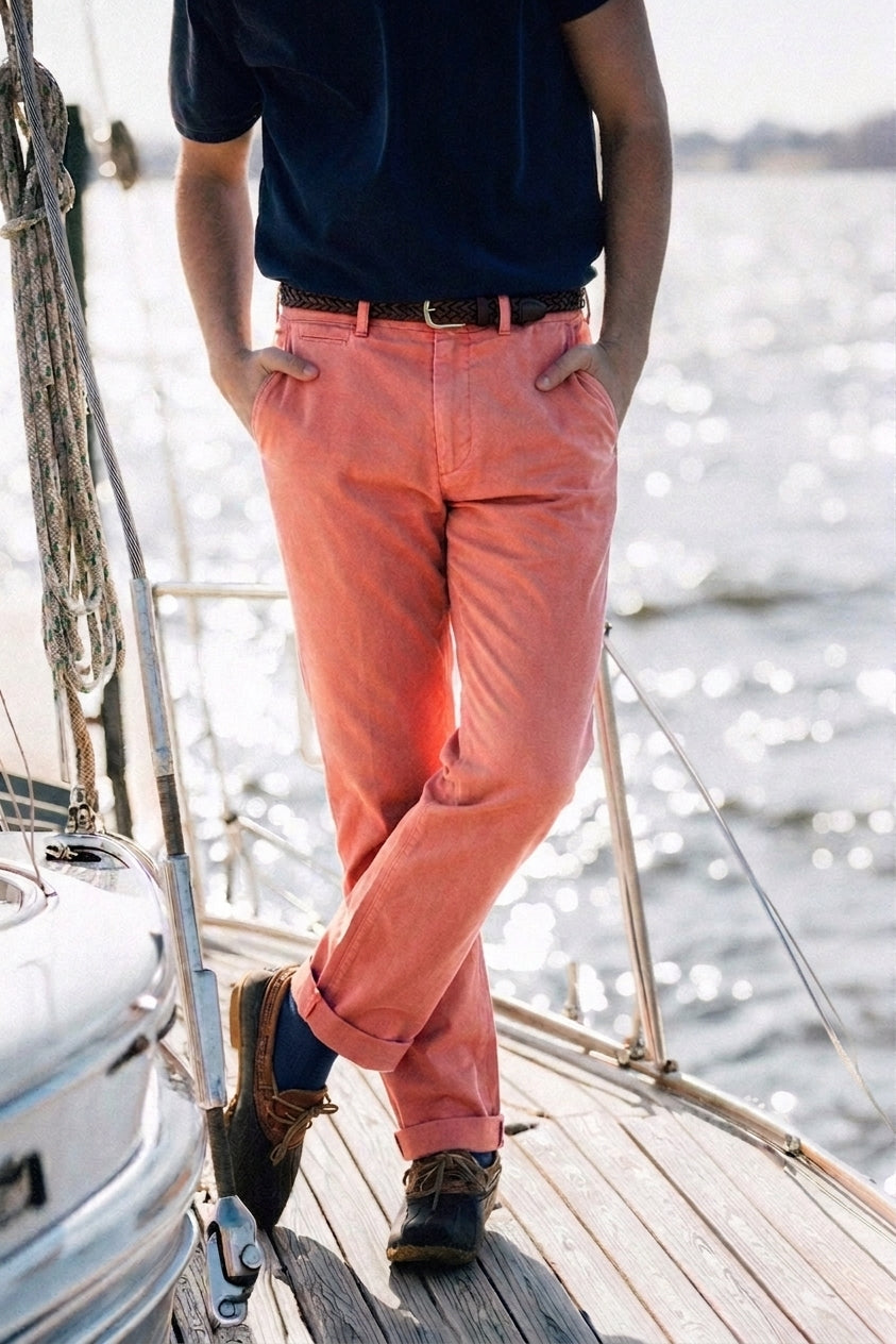 Newport Chino Pants in Faded Red
