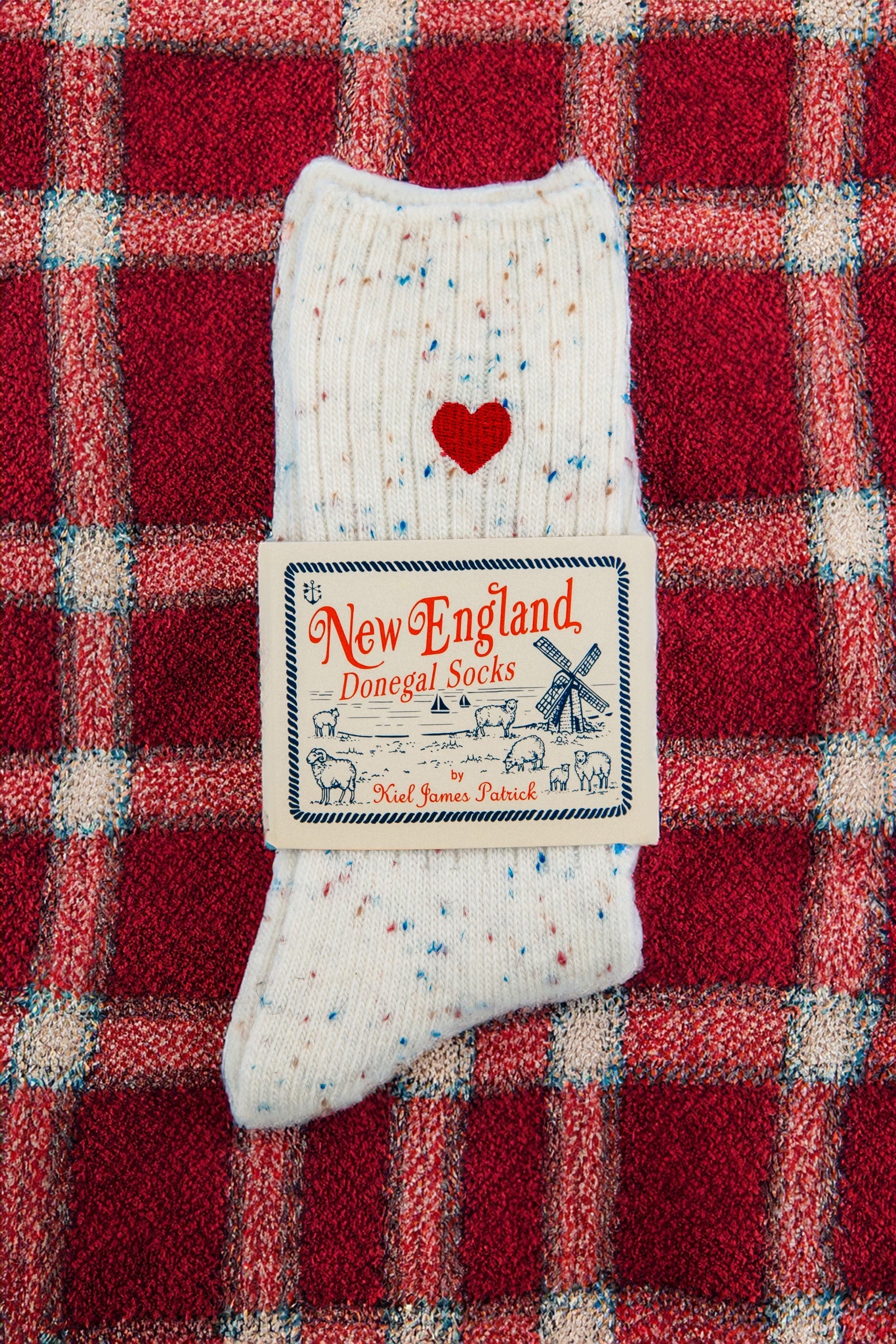 Cream Heart Donegal Socks