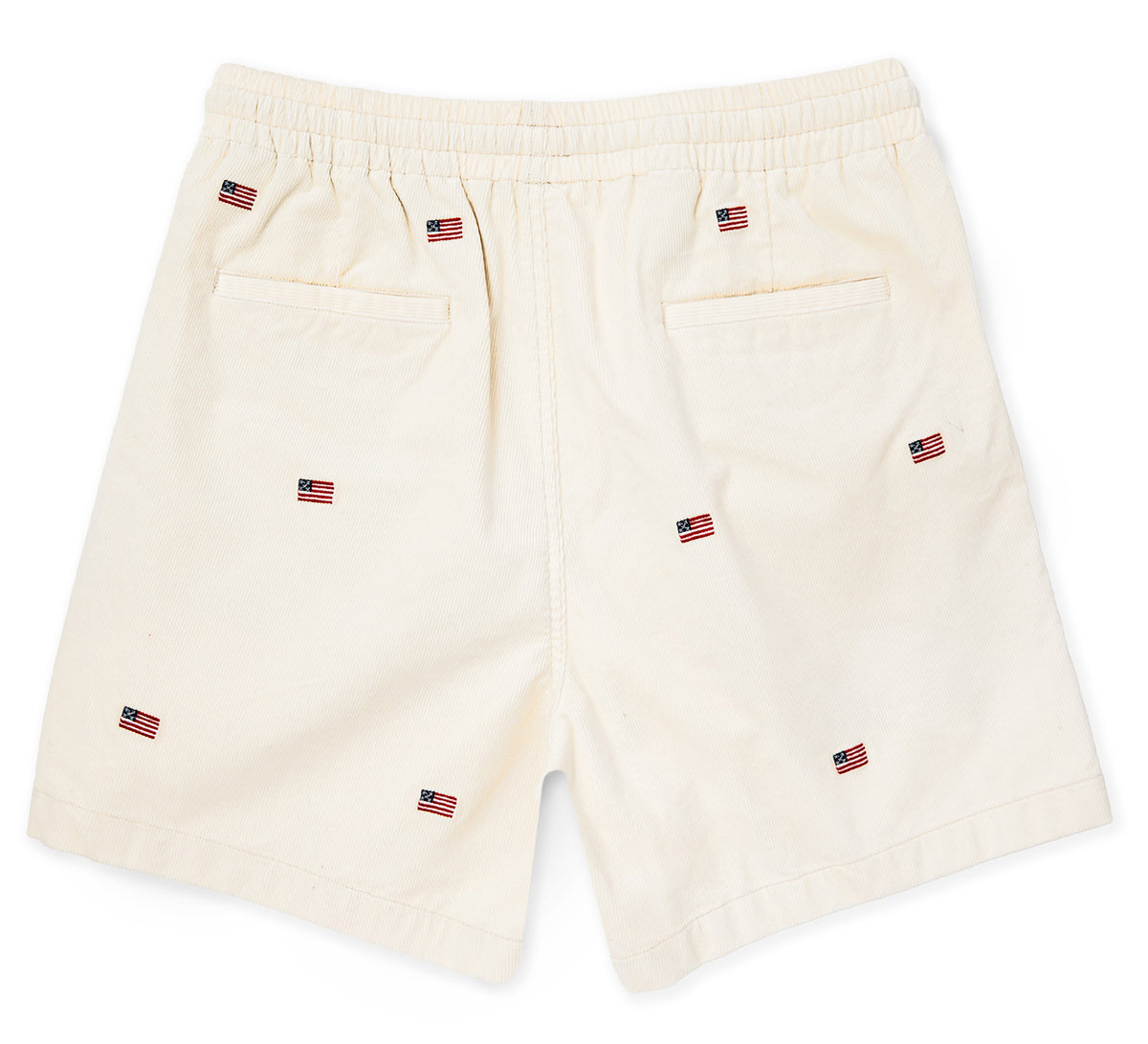 American Flag Corduroy Drawstring Shorts in Cream