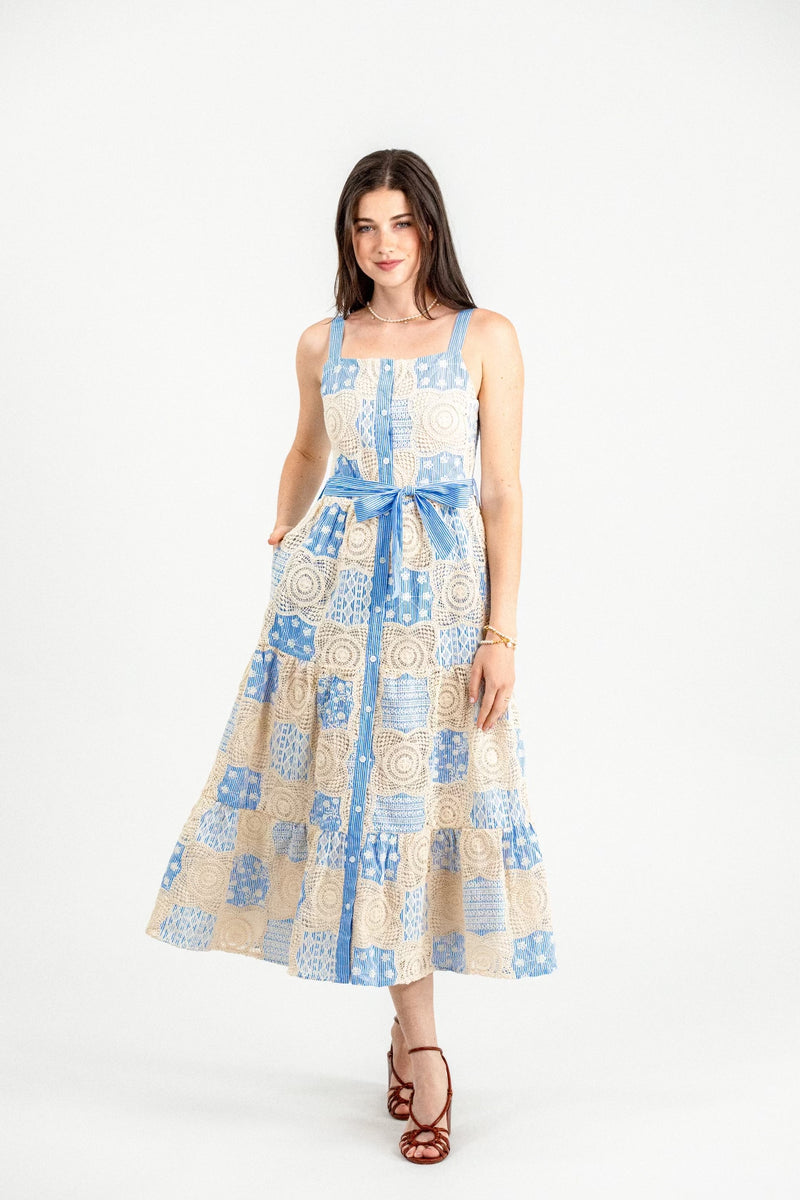 Ella Stripe Eyelet Maxi Dress