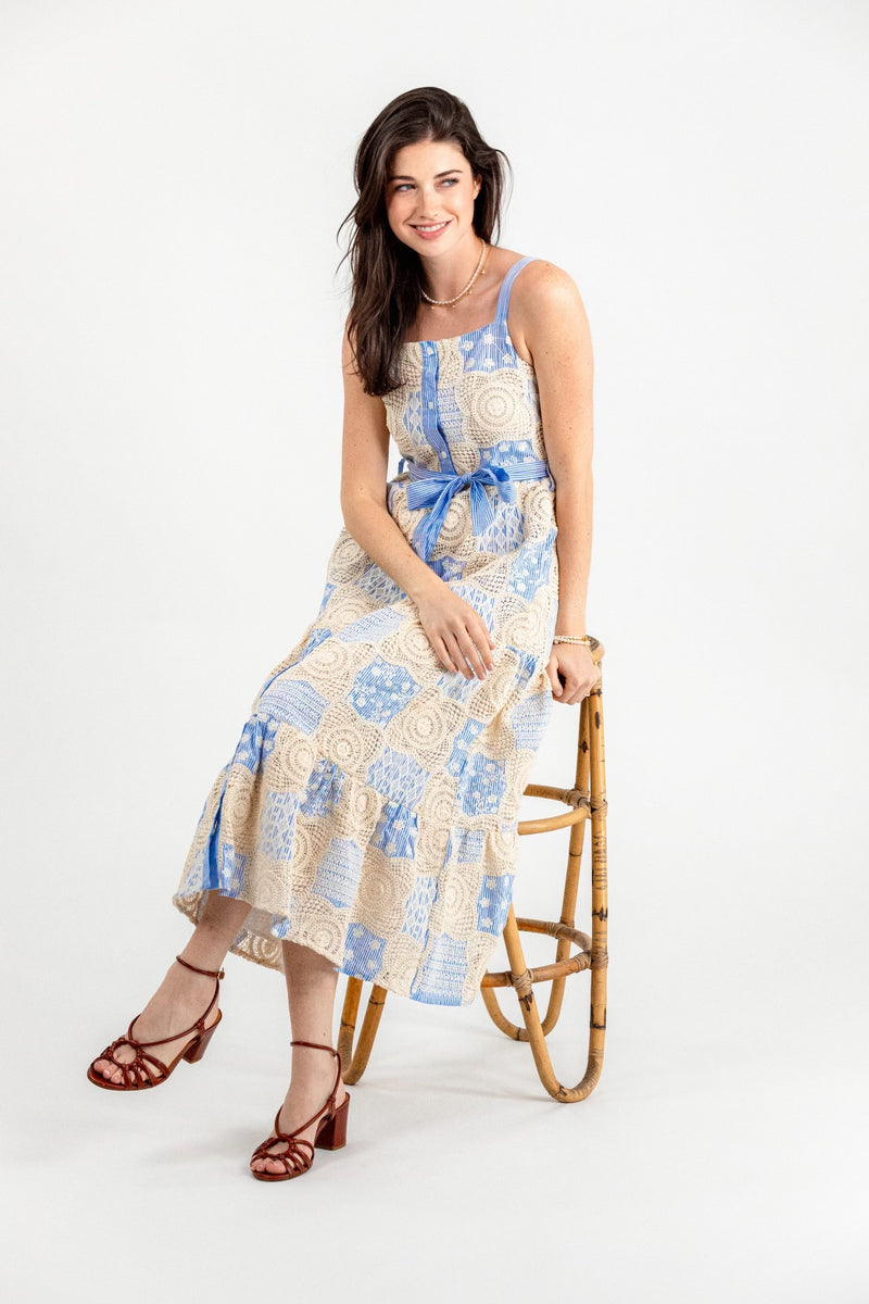 Ella Stripe Eyelet Maxi Dress