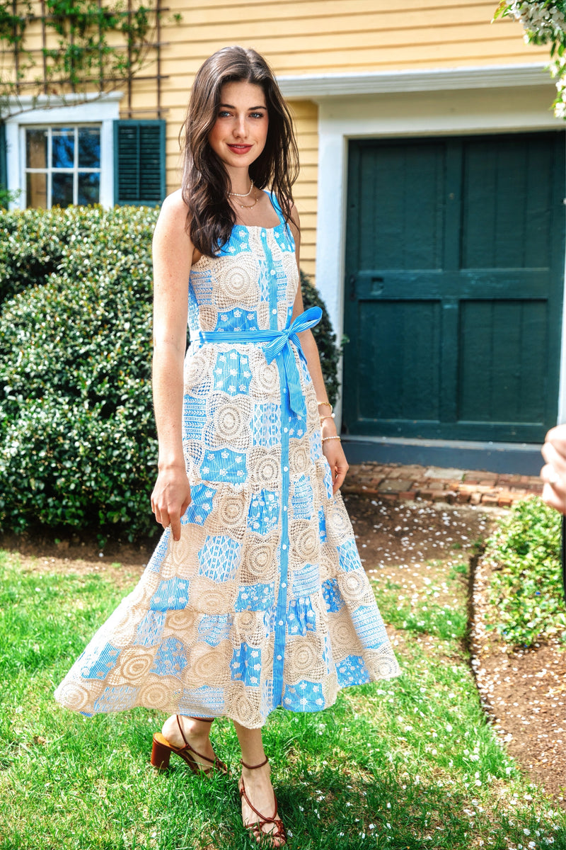 Ella Stripe Eyelet Maxi Dress