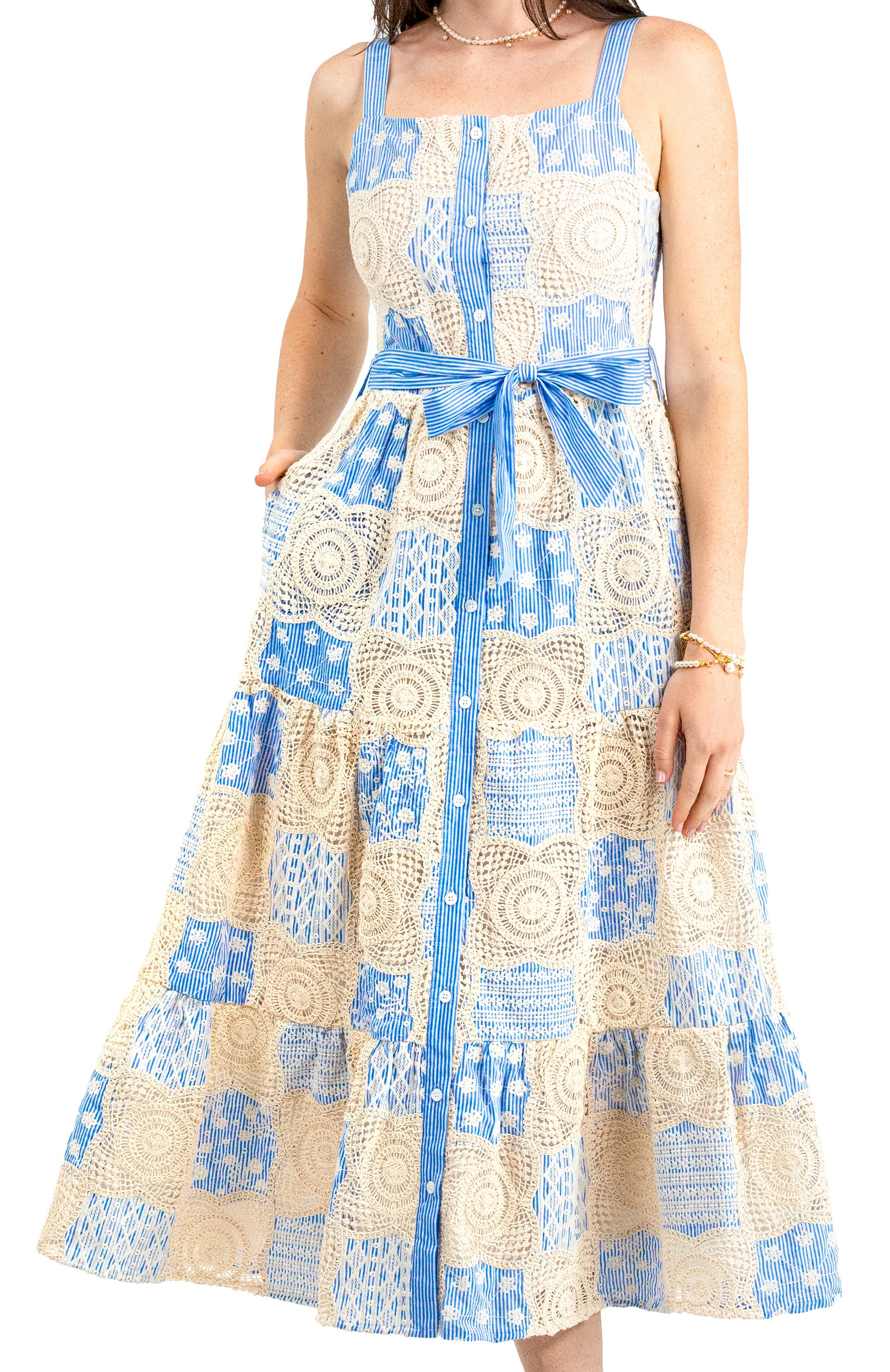 Ella Stripe Eyelet Maxi Dress