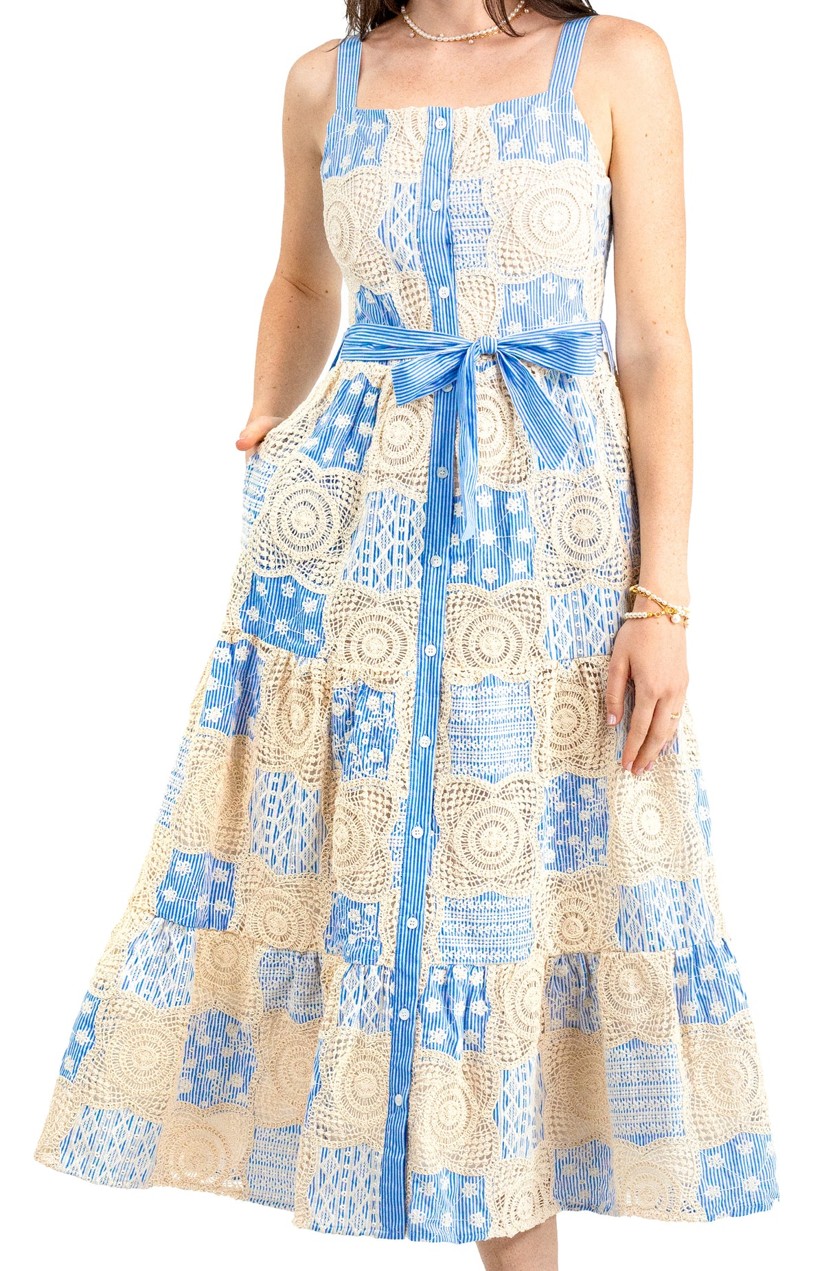 Ella Stripe Eyelet Maxi Dress