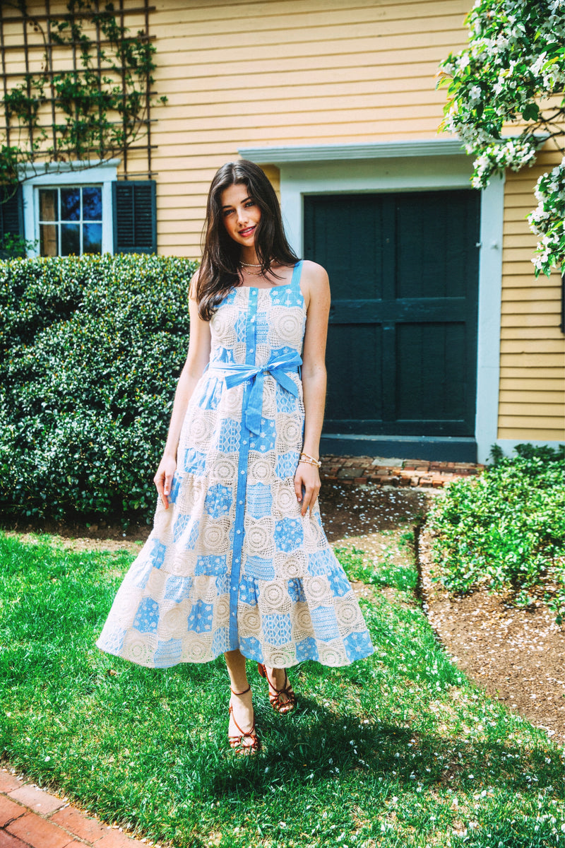 Ella Stripe Eyelet Maxi Dress