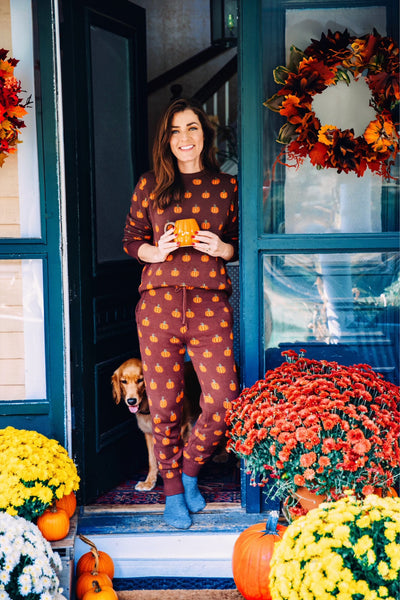 KJP Women's Country Pumpkin Sweater Crewneck Fall Sweater in Brown ...
