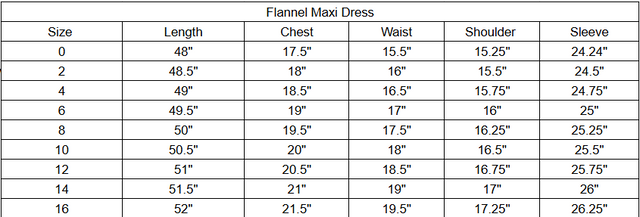 Size chart