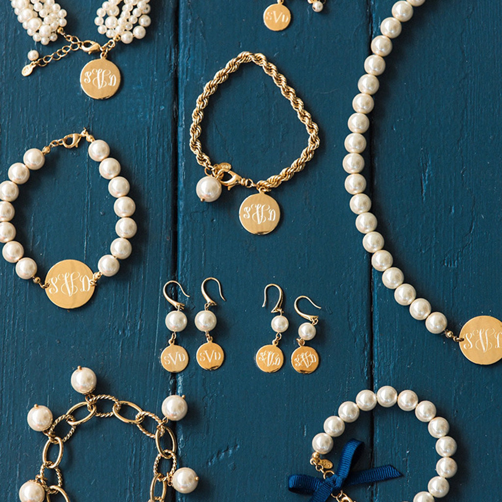 KJP Calypso Sea Multistrand Pearl Engraved Monogram Bracelet – Kiel ...