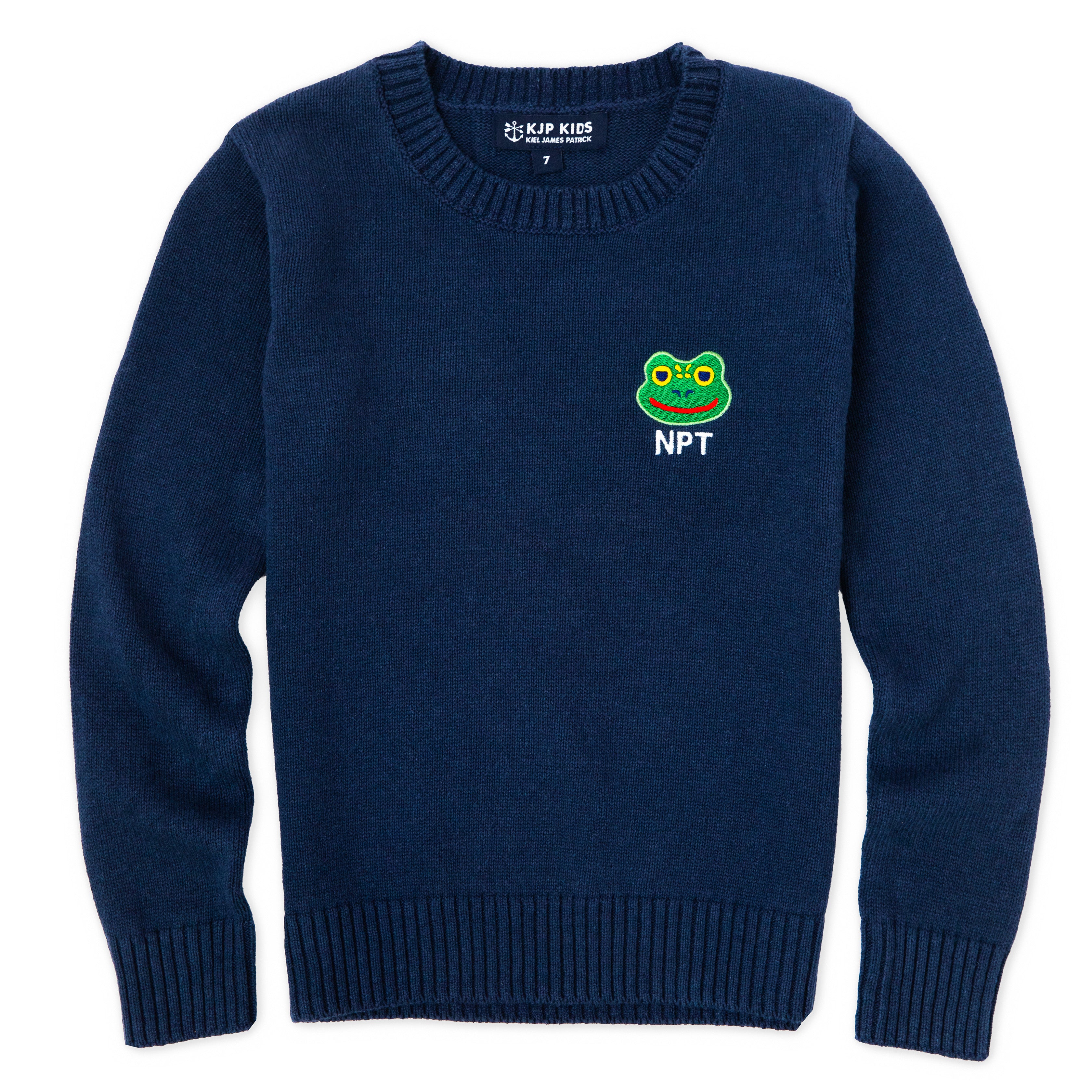 Frog Embroidered Monogram Kids Sweater