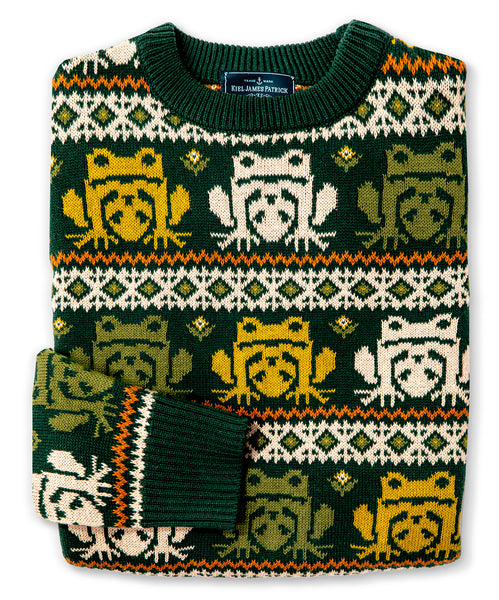 KJP Women's Frog Hollow Knit Cotton Crewneck Sweater in Green