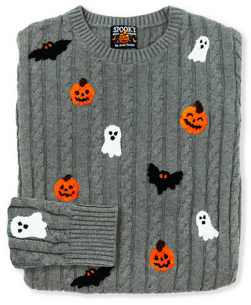 KJP Women's The Haunting Hour Cable Knit Halloween Sweater