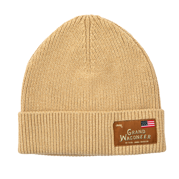 Jeep® x KJP Grand Wagoneer Knit Beanie in Tan