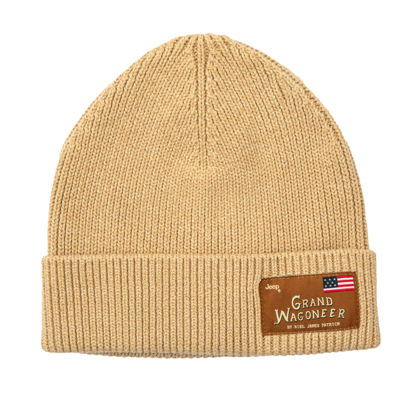 Jeep® x KJP Grand Wagoneer Knit Beanie in Tan