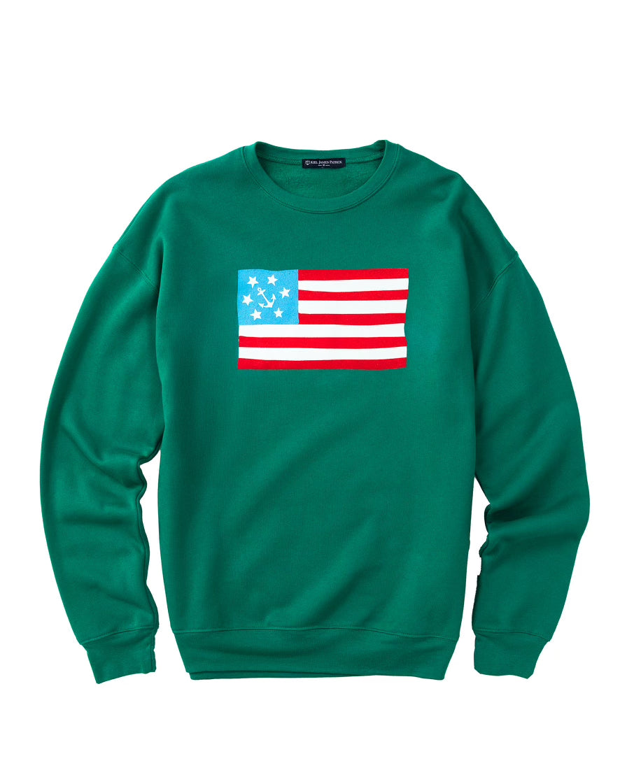 American Yacht Flag Crewneck Sweatshirt in Green