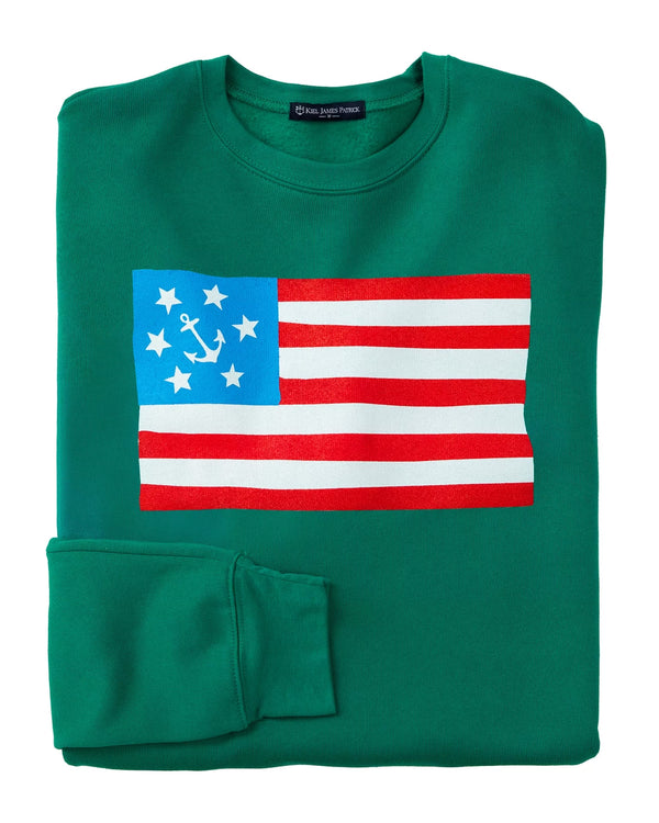 American Yacht Flag Crewneck Sweatshirt in Green