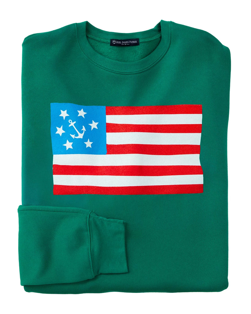 American Yacht Flag Crewneck Sweatshirt in Green