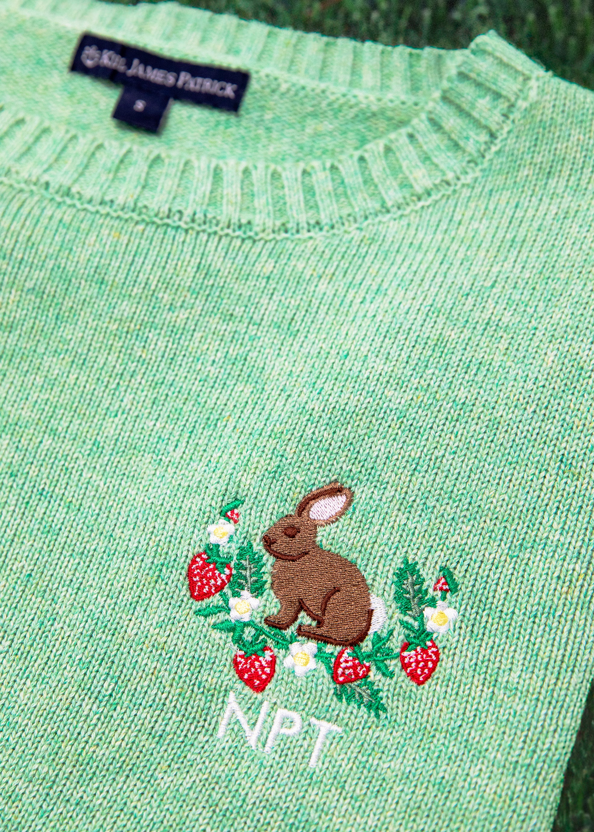 KJP Women's Bunny Meadow Custom Embroidered Monogram Sweater