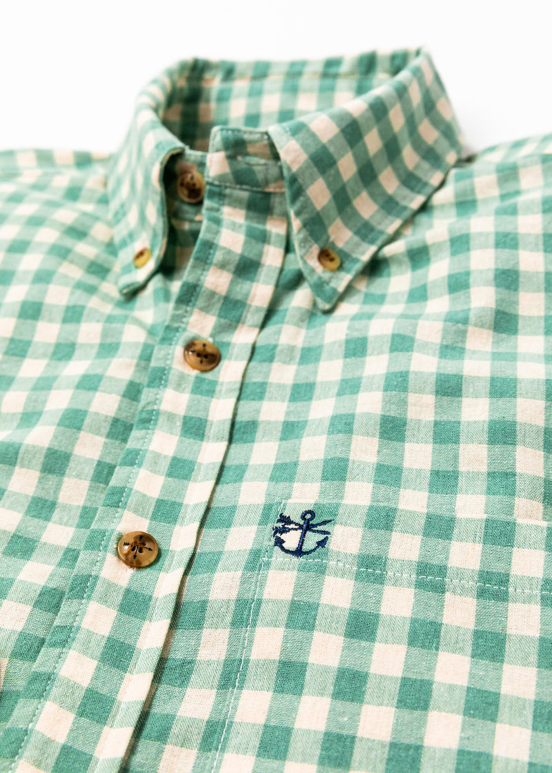 KJP Men's Regatta Gingham Long Sleeve Shirt in Green S KJP Men's Regatta Gingham Long Sleeve Shirt in Green S