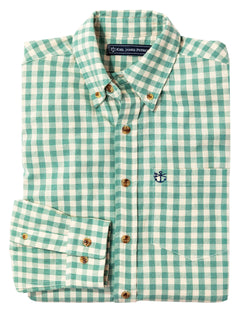 KJP Men's Regatta Gingham Long Sleeve Shirt in Green S KJP Men's Regatta Gingham Long Sleeve Shirt in Green S