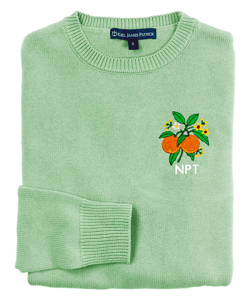 KJP Women's Orange Blossom Embroidered Monogram Sweater