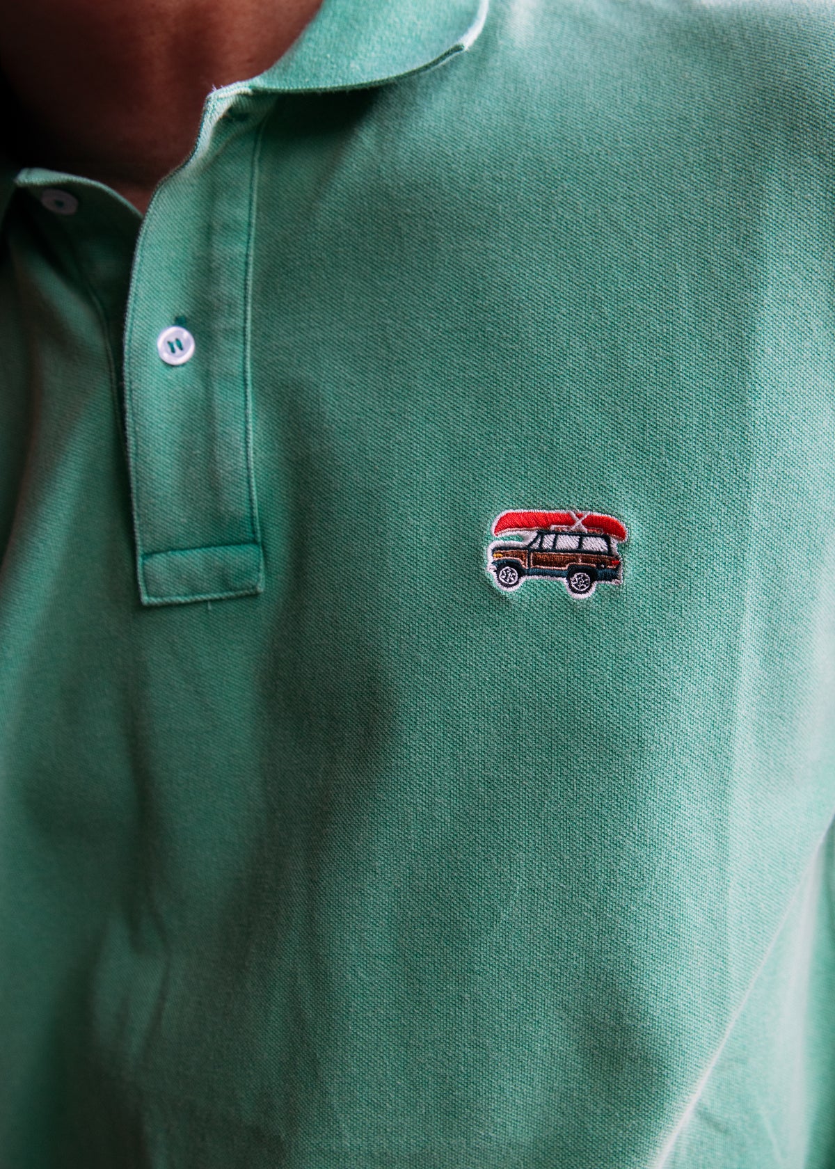 Jeep® x KJP Classic Wagoneer Pique Polo Shirt in Green