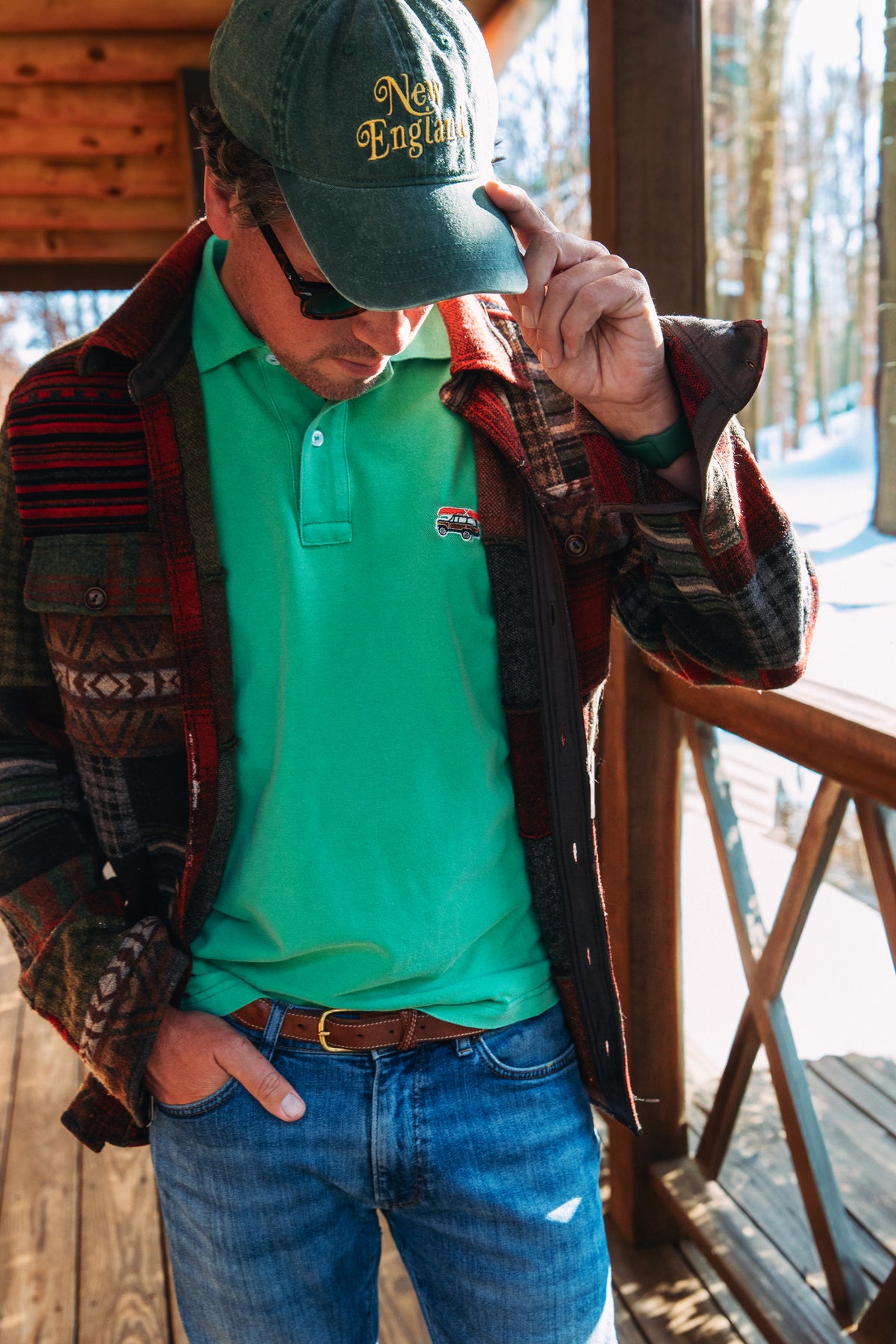 Jeep® x KJP Classic Wagoneer Pique Polo Shirt in Green