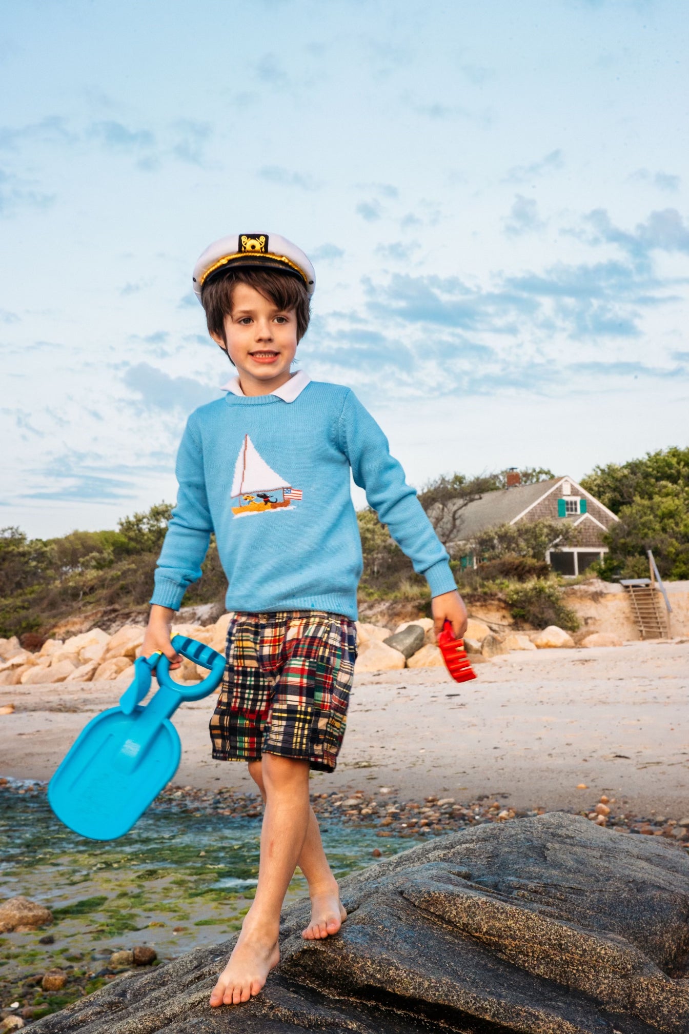Ruff Day at Sea Kids Sweater- Light Blue