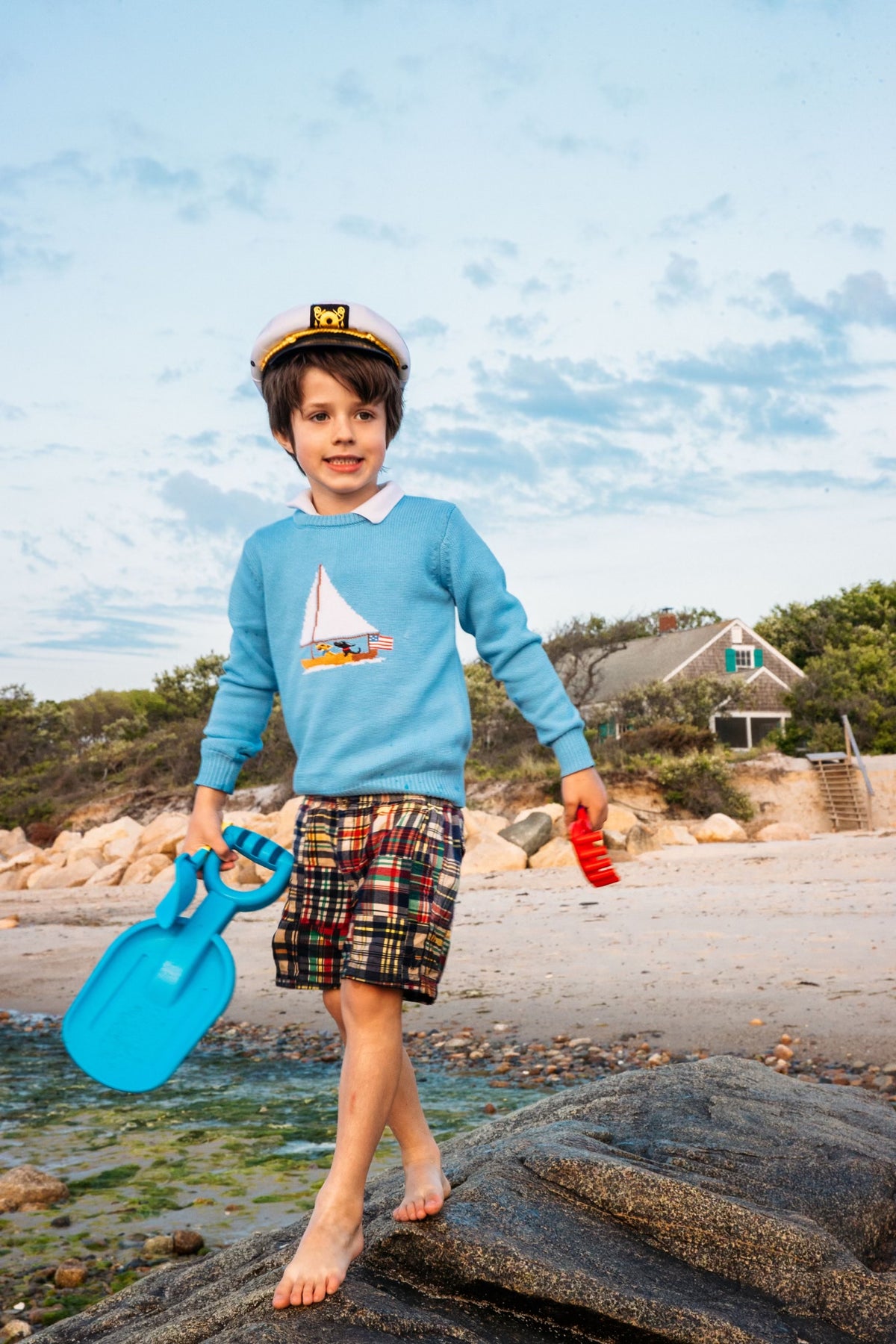 Ruff Day at Sea Kids Sweater in Light Blue