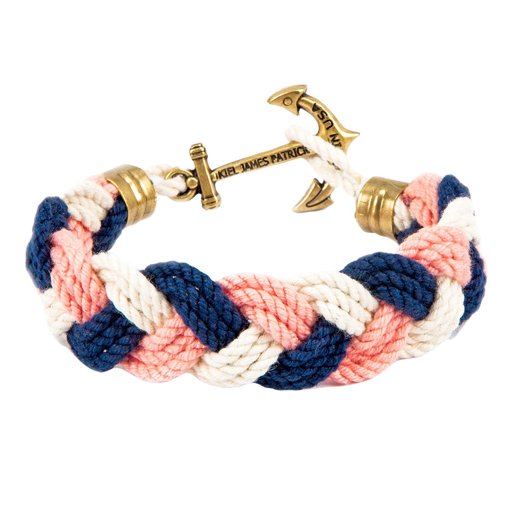 Kim Seybert キムセイベルト　プレイスマット　バーニーズ　ビーズ手仕事 KJP Sailors Bracelet with Anchor Clasp in Navy Blue, Pink, White