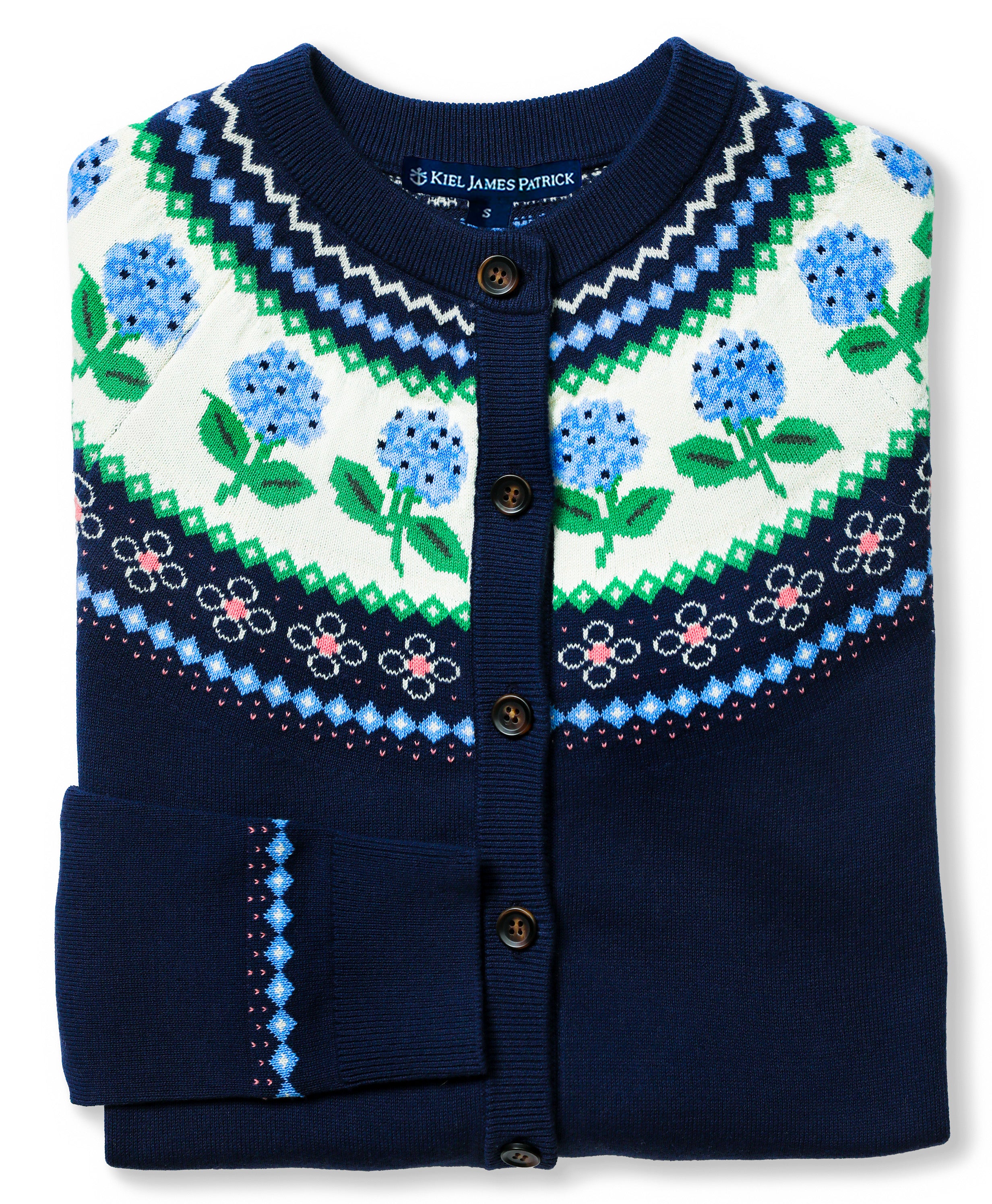 Nantucket Hydrangea Cardigan in Navy